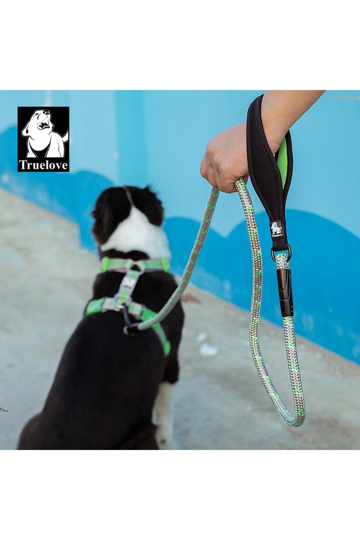 بند قلاده طنابی سگ با پد نئوپرنی، خاکستری‌ـ‌سبز ترو لاو True Love مدل GYTKA006