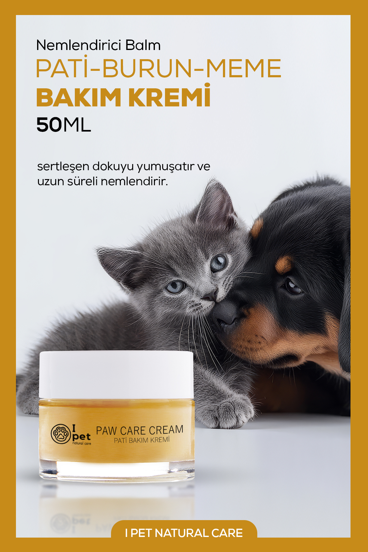 کرم مراقبت از پنجه گربه و سگ آی پت نچرال کر I PET NATURAL CARE، مرطوب‌کننده طبیعی و وگان، ۵۰ میلی‌لیتر