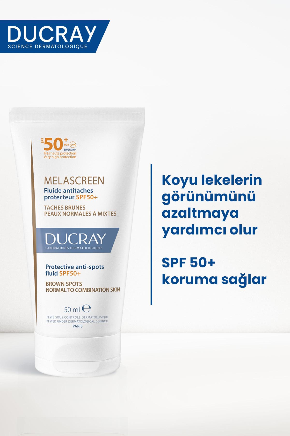 Ducray ضدآفتاب مایع حفاظتی ضد لک‌های پوستی SPF 50 50 میلی لیتر