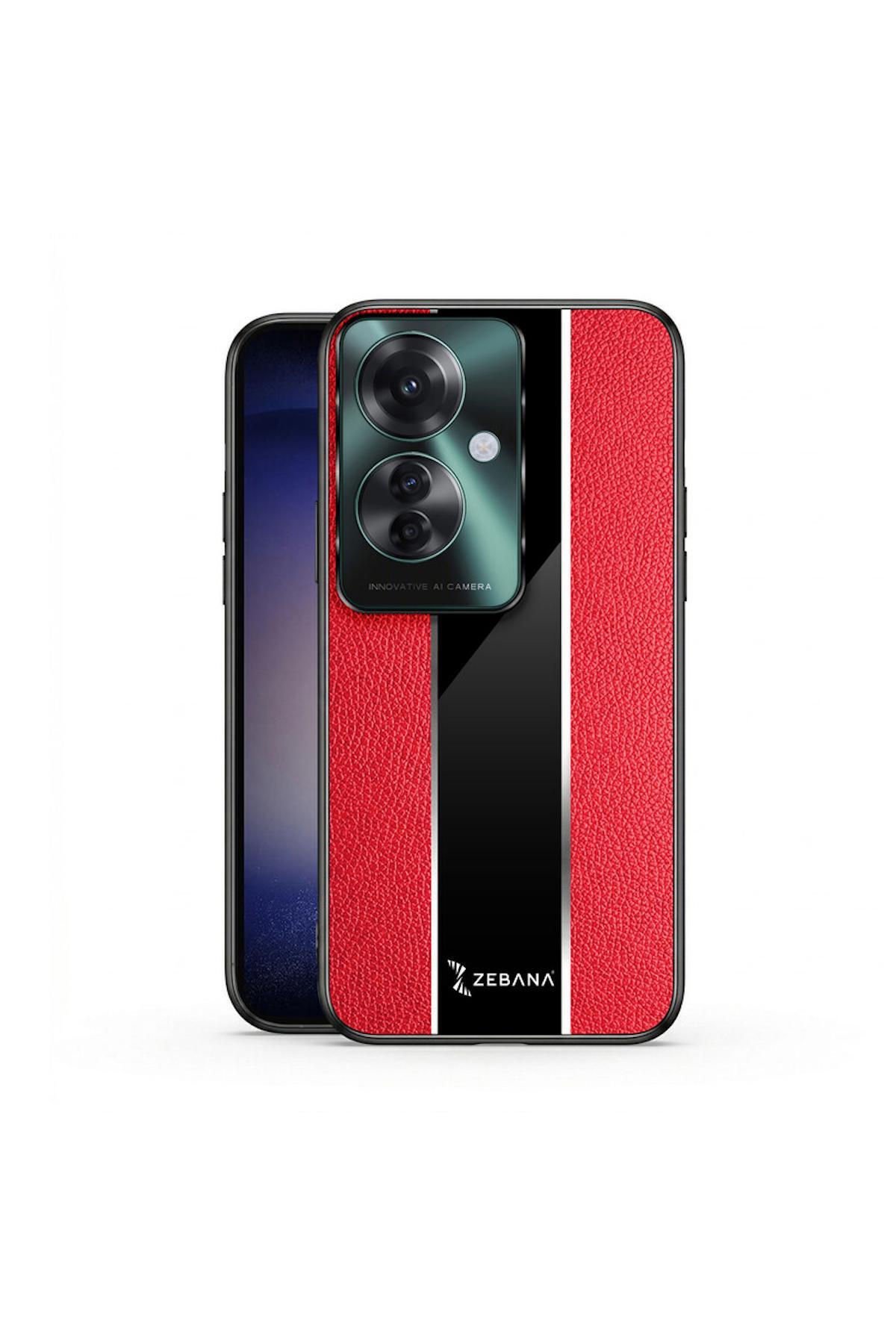 کاور و قاب چرمی ممتاز OPPO RENO11 F 5G سازگار با قرمز اورجینال Zebana