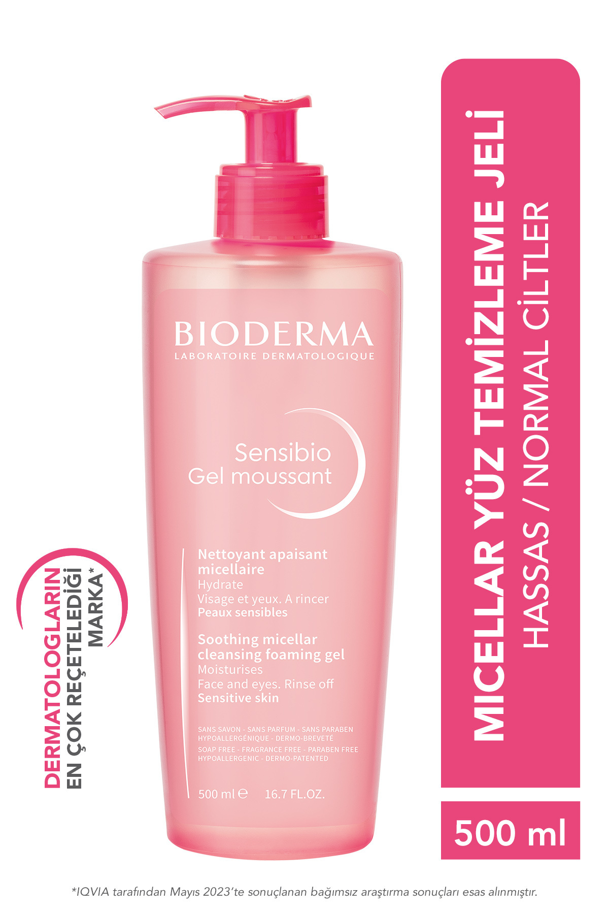 Bioderma ژل تمیزکننده حساسیت‌زا پوست سنسیبیو 500 میلی‌لیتر