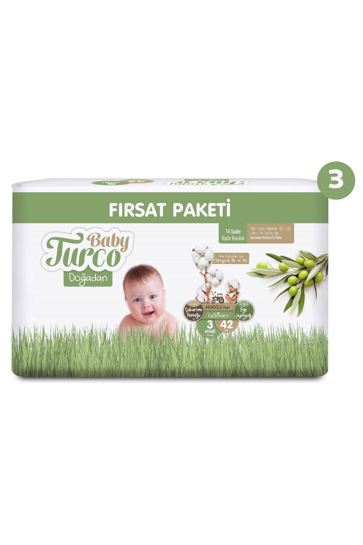 پوشک بچه پکیج سوپر فرصت دوغادان سایز 3 میدی 126 عدد اورجینال Baby Turco