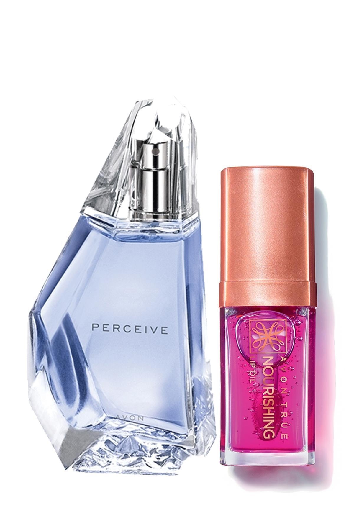 Avon عطر زنانه و بسته‌بندی روغن مرطوب‌کننده لب پرسیو