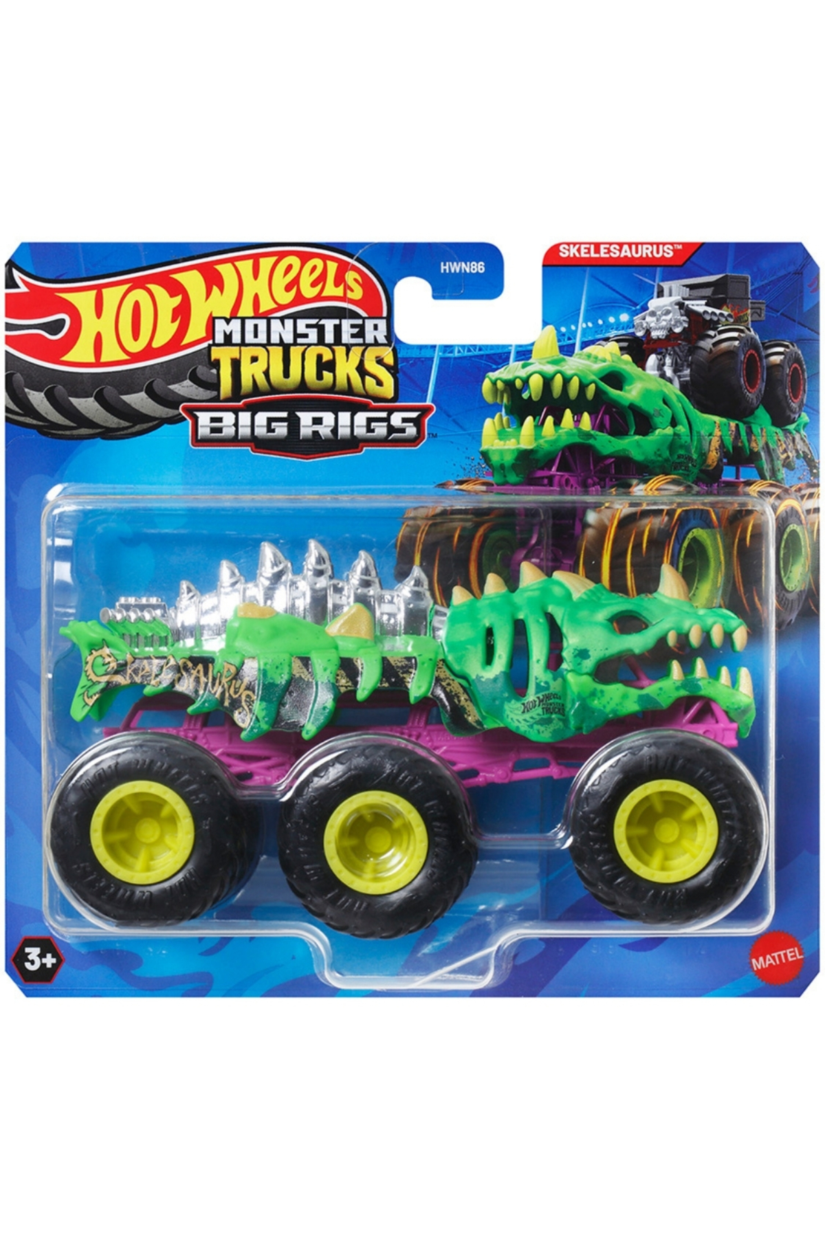 ماشین اسباب بازی MONSTER TRUCKS CARS SKELESAURUS JCH42 هات ویلز اورجینال HOT WHEELS
