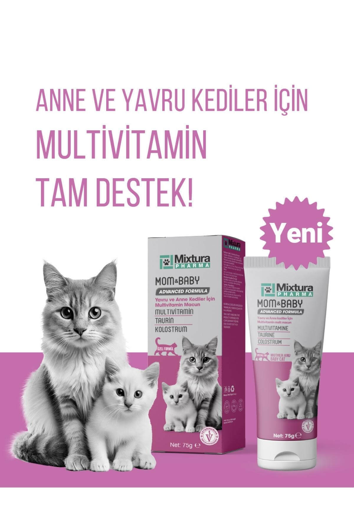 خمیر مولتی‌ویتامین گربه میکسچورا فارما Mixtura Pharma سری Mom&Baby مدل MT8000 برای بچه‌گربه و گربه‌های مادر