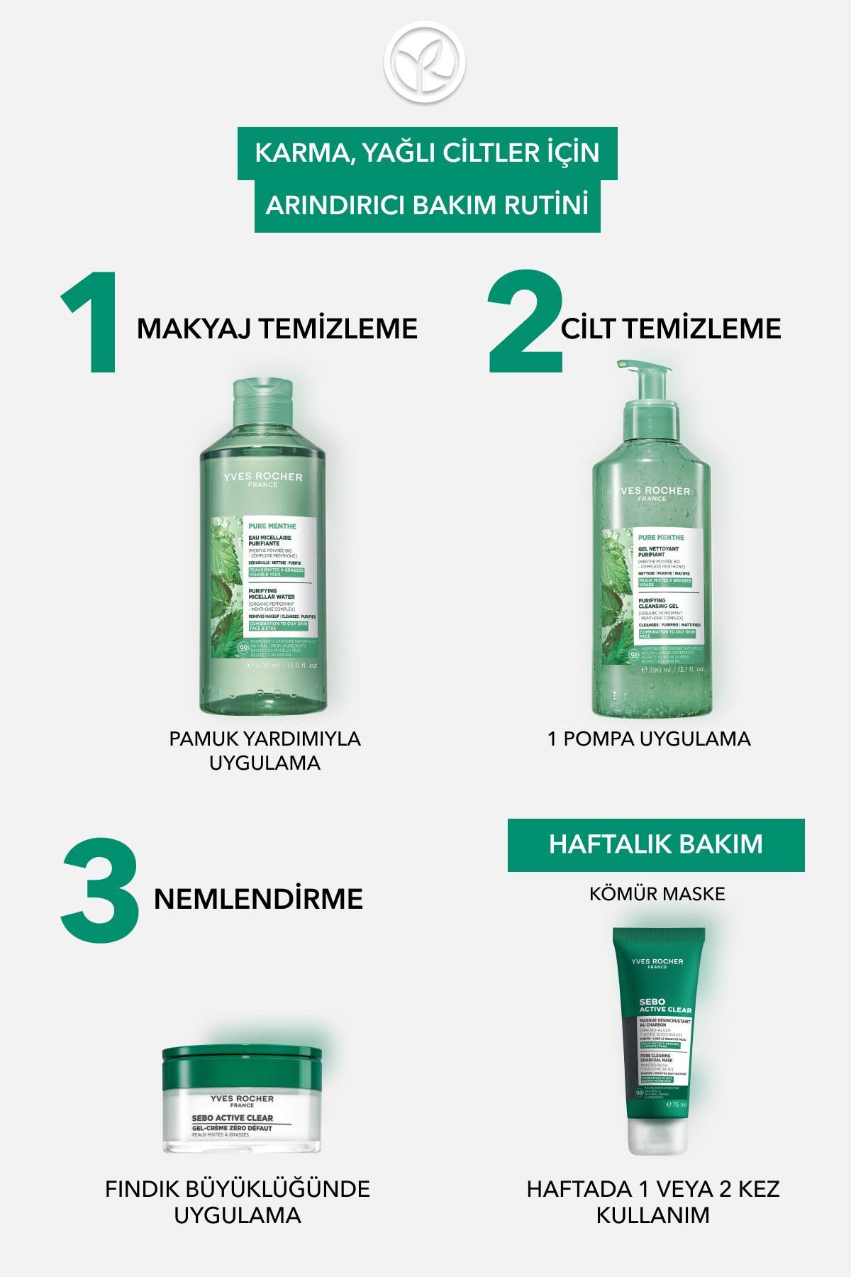 ژل شستشوی صورت Pure Menthe Prebiotic برای پوست های مختلط و چرب 390 میل ایوروشه Yves Rocher