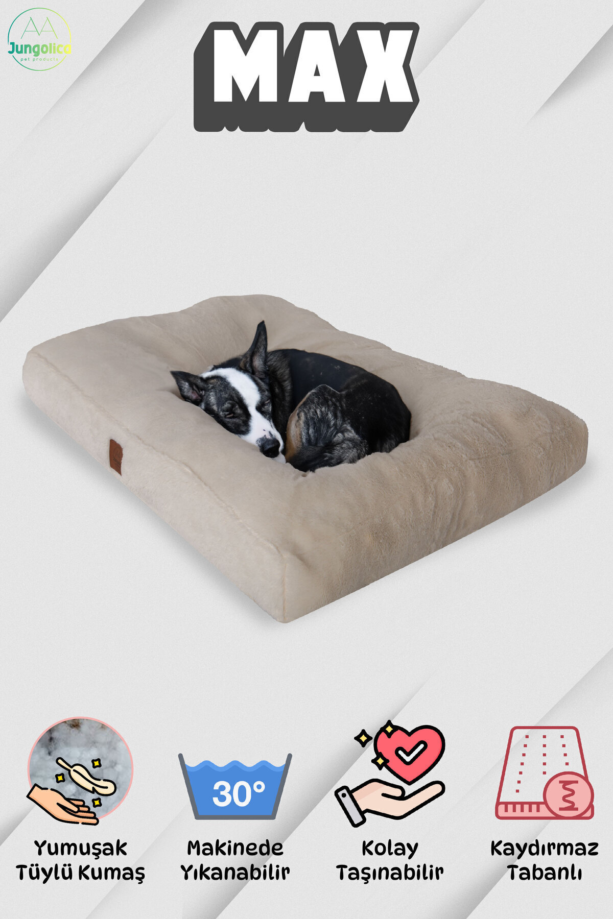 جای خواب کف‌خواب سگ و گربه جونگولیکا پت پروداکتس Jungolica Pet Products Max مدل JPP43، کرم‌استخوانی، کفی ضدلغزش