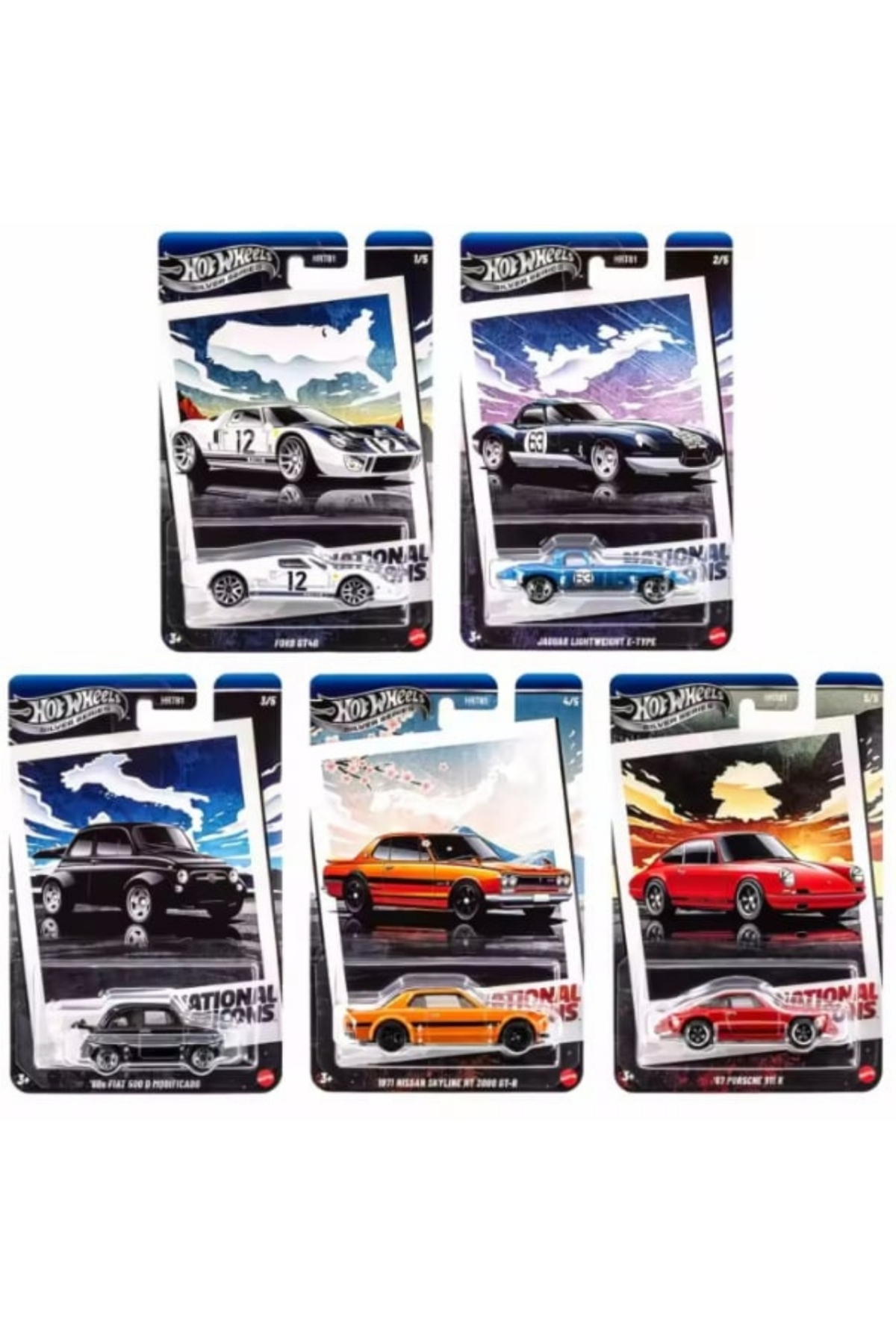 ماشین اسباب بازی مجموعه نقره ای ملی نمادهای پنج HRT81 HOT WHEELS