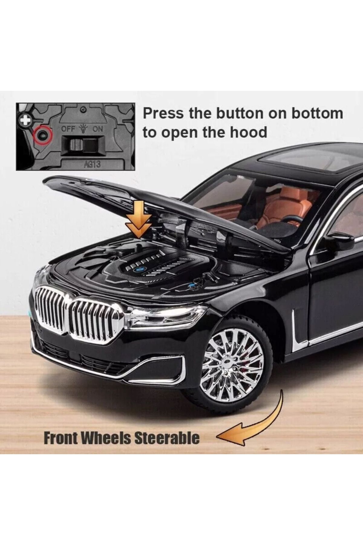 مدل خودرو BMW 760 CAR 7 SERIES 1:24 DIECAST METAL MODEL COLLECTION با صدا و نور اورجینال Oruç Oyuncak