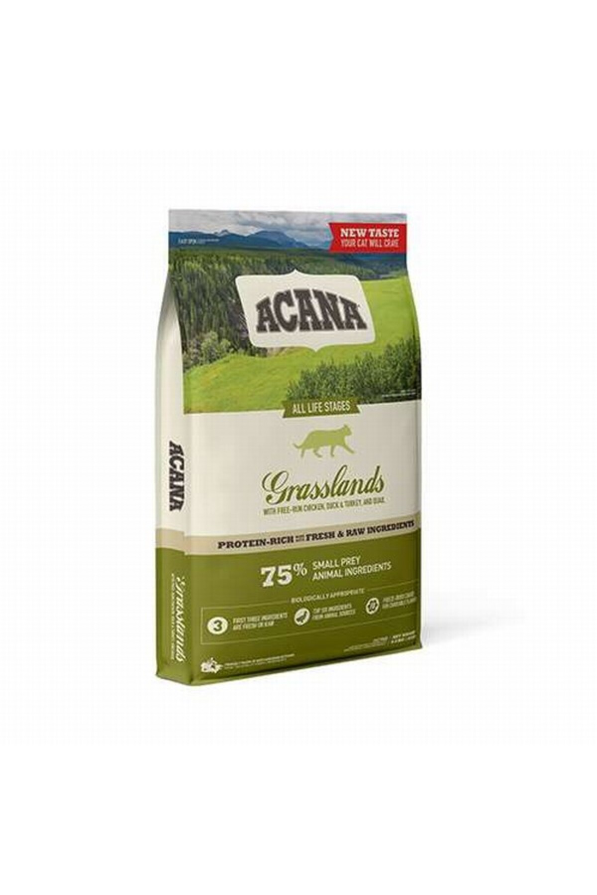 غذای خشک گربه آکانا Acana Grasslands با اردک و مرغ، بدون غلات، ۱٫۸ کیلوگرم 1,8 Kg