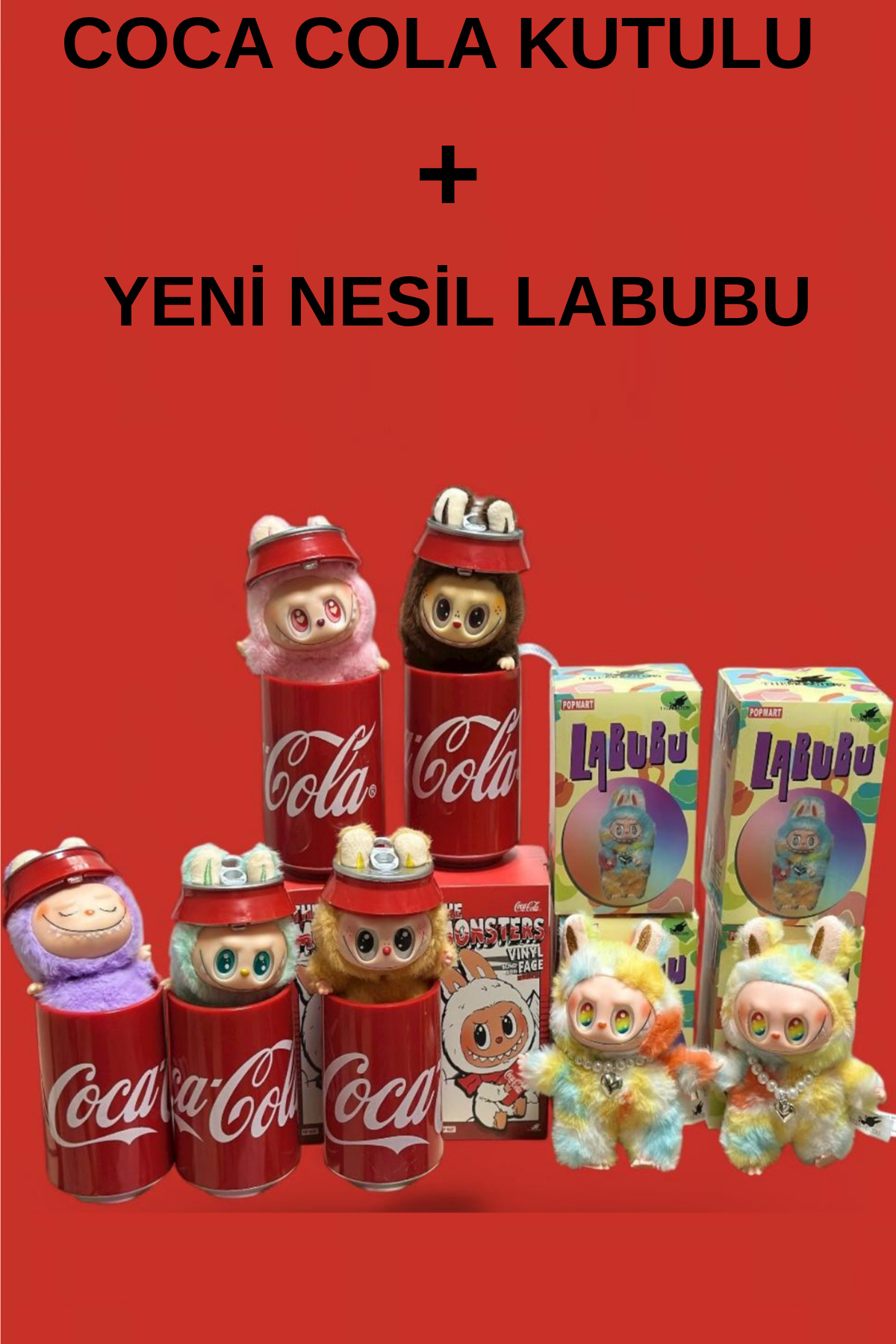 اسباب بازی های پشمی بسته فرصت 2 تکه سورپرایز COCO COLA سری ویژه گردنبند لابوبو با رنگارنگ نسل پنجم Pofika
