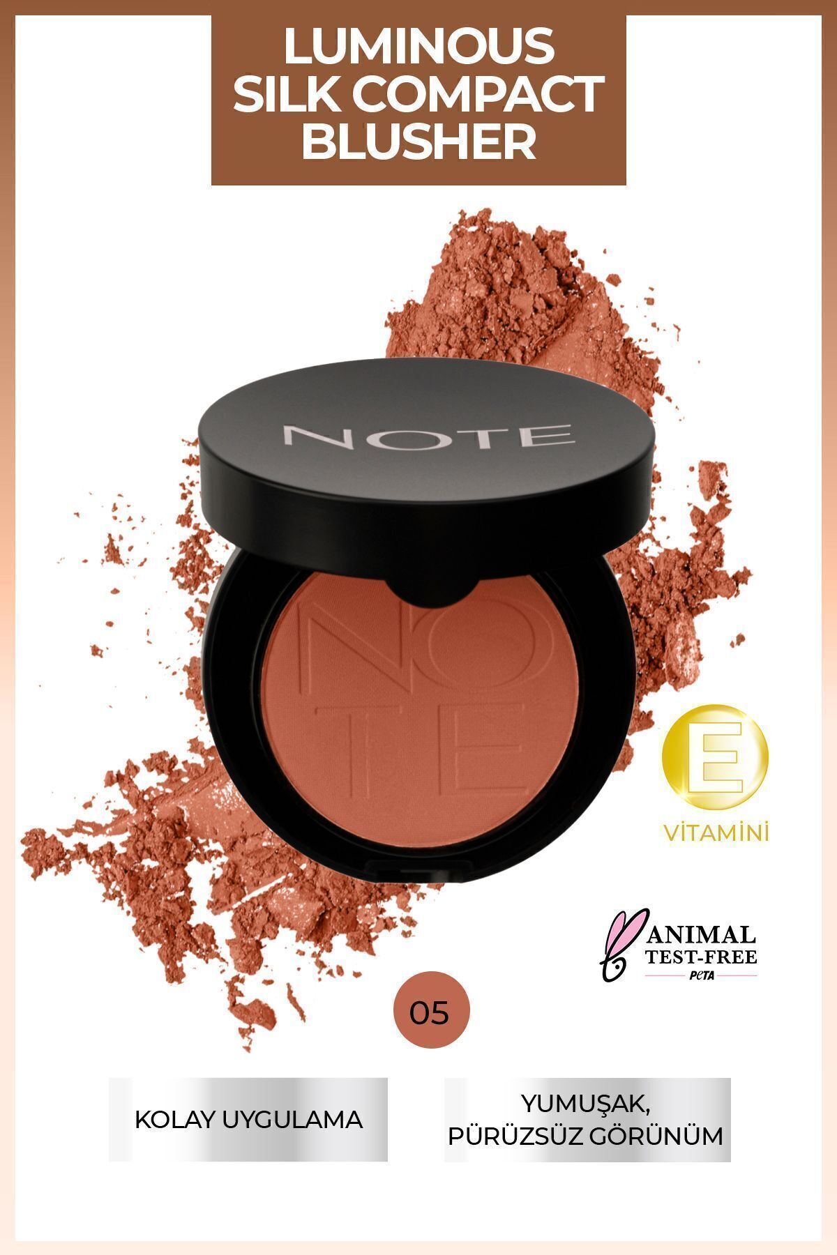 رژگونه پودر ابریشم فشرده 05 رز صحرا Note Cosmetics