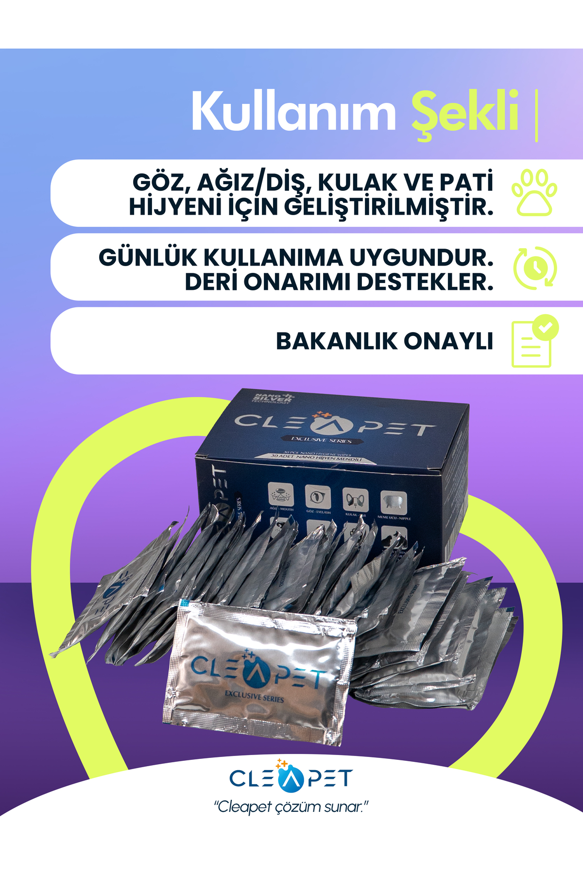 دستمال بهداشتی نانو استریل حیوانات کلی‌پت Cleapet، ۳۰ عددی، مدل 22