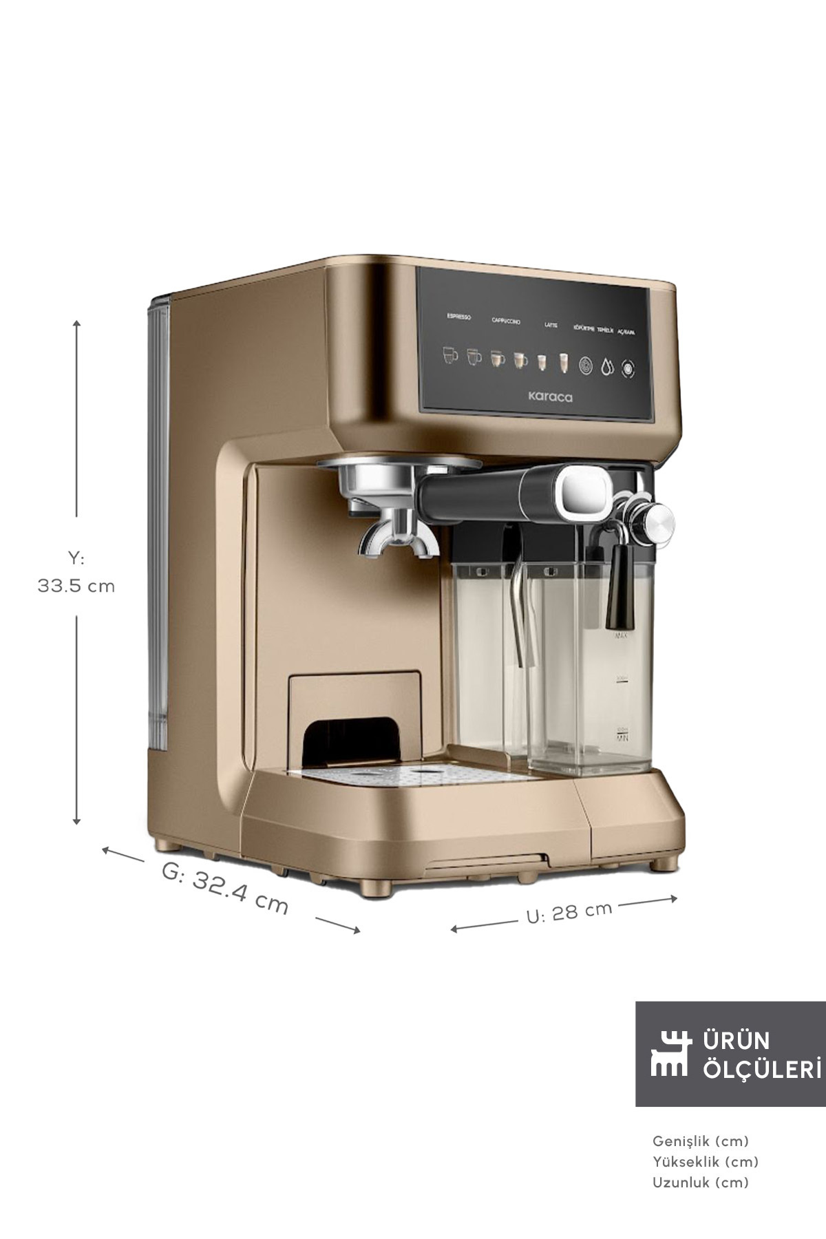 دستگاه اسپرسو و کاپوچینو لاته اتوماتیک MYCAFFE BARISTA S10 با مخزن شیر یکپارچه. قهوه ای گردویی اورجینال Karaca