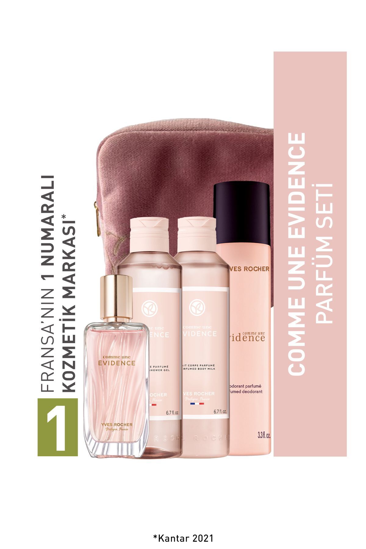 ست عطر زنانه COMME UNE EVINCE اندازه کوچک با کیف ولکانت مجموعه بدنه دئودورانت 99916722 Yves Rocher