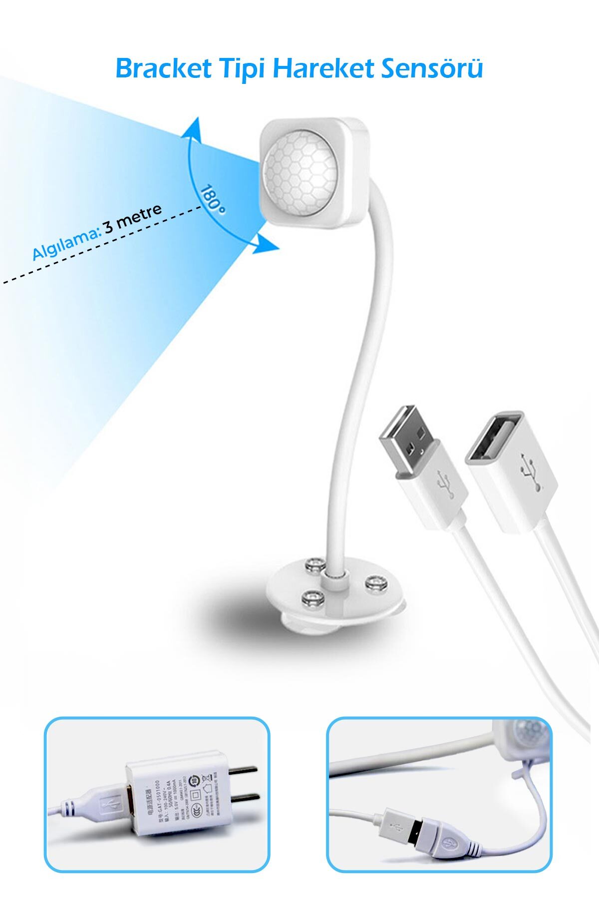 حسگر حرکتی مادون‌قرمز آب‌نما و آبخوری گوبی‌پت GOBYPET، USB، مدل 004754 سفید