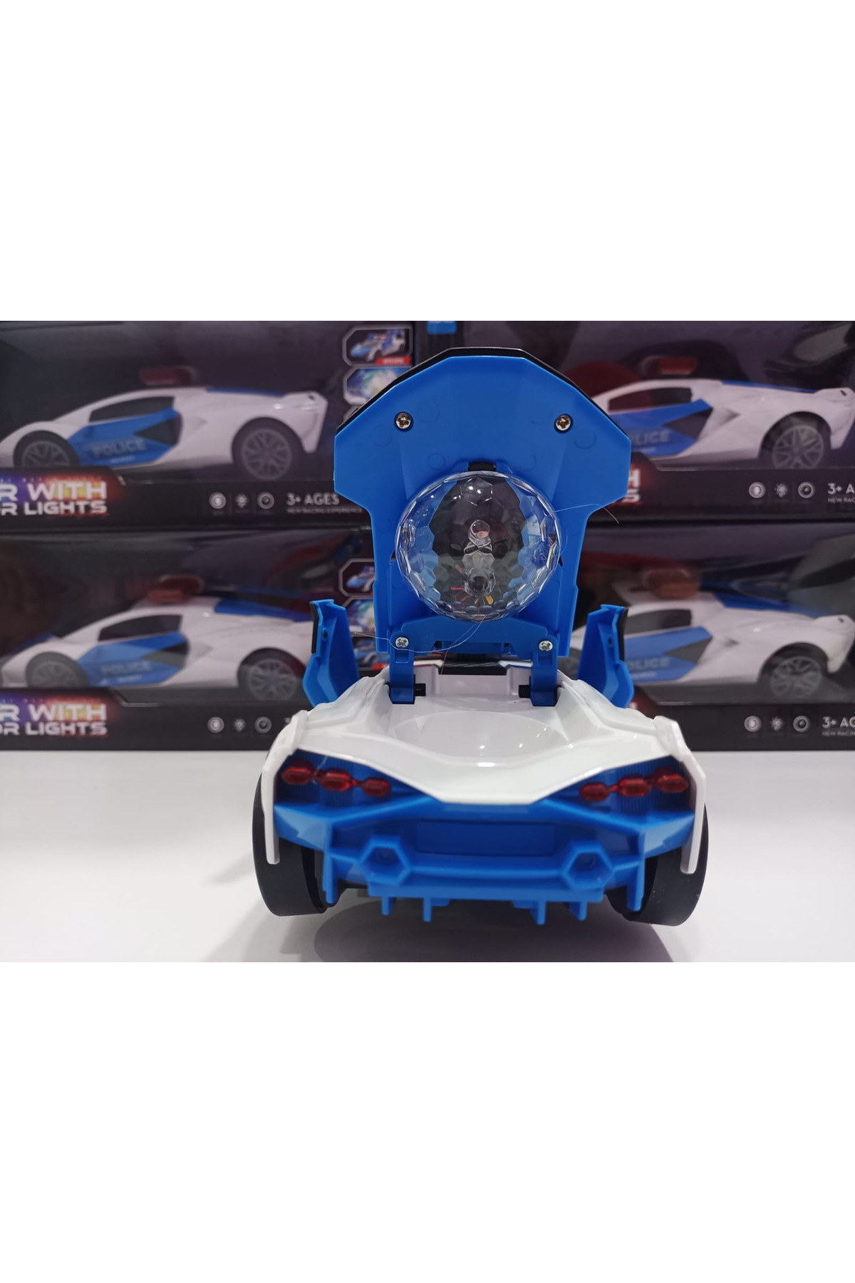 ماشین اسباب بازی پلیس چرخان 360 درجه بوگاتی با چراغ و موسیقی Boratila Toys