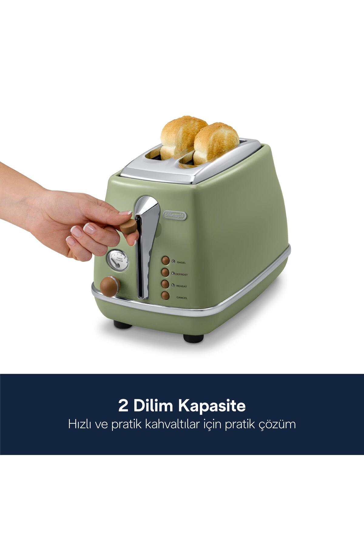 توستر آیکونا وینتیج دو برش CTOV 2103.GR اورجینال Delonghi