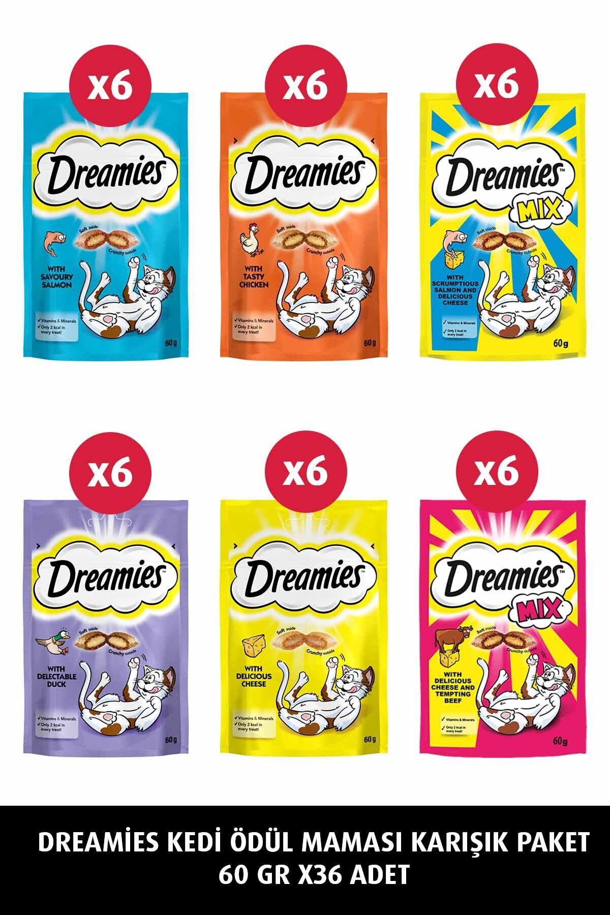تشویقی گربه دریمیز Dreamies، بسته مخلوط ۶۰ گرم × ۳۶ عدد
