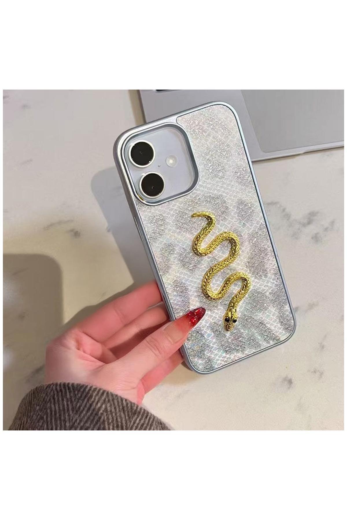 کاور و قاب APPLE IPHONE 16 CASE ZEBANA GOLDEN SERPENT SILICONE GRAY اورجینال Zebana