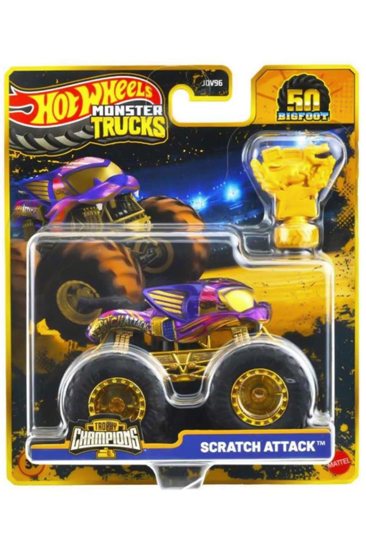 ماشین اسباب بازی M BIGFOOT TROPHY CHAMPIONS SCRATCH ATTACK JDW04 هات ویلز اورجینال HOT WHEELS