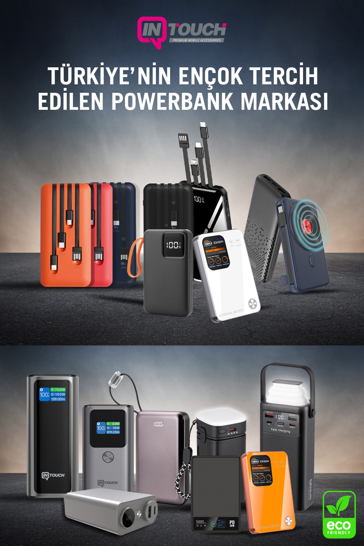پاوربانک 20000 ماهه 22.5W PD لامپ کمپینگ سریع کابلی سری OUTDOOR اورجینال İntouch