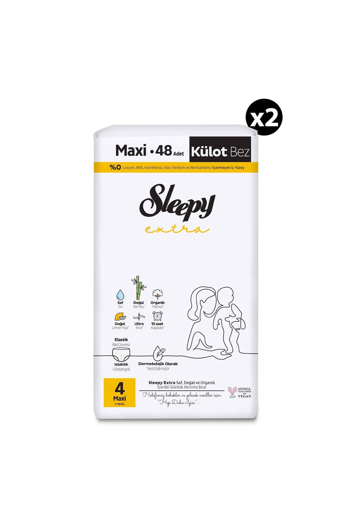 پوشک بچه فعالیت روزانه اضافی سوپر پکیج شورتی سایز 4 مکسی 96 عدد اورجینال Sleepy