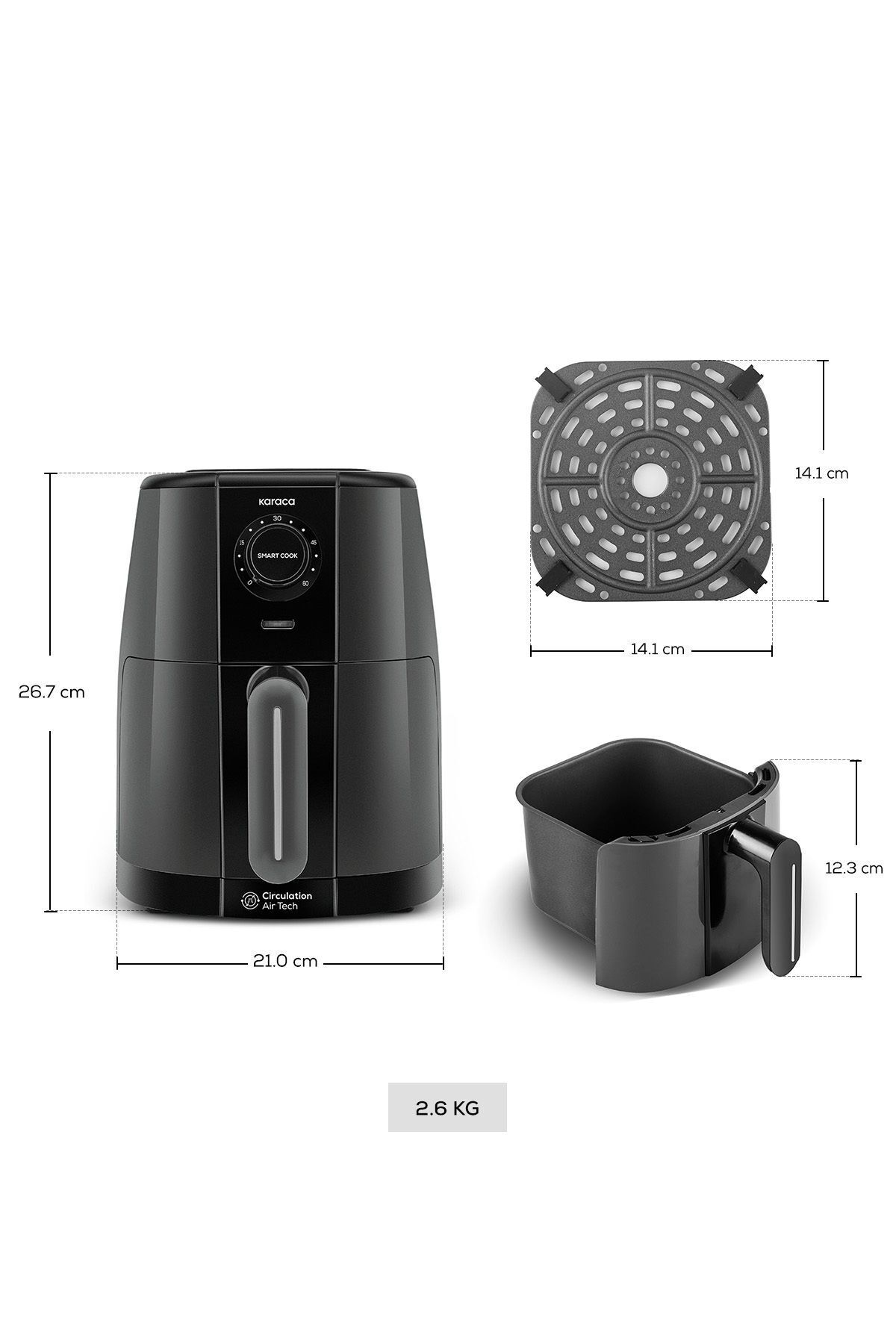 سرخ کن AIRFRYER جمع و جور SMART COOK زرد با تایمر تا 60 دقیقه برای 2 نفر اورجینال Karaca