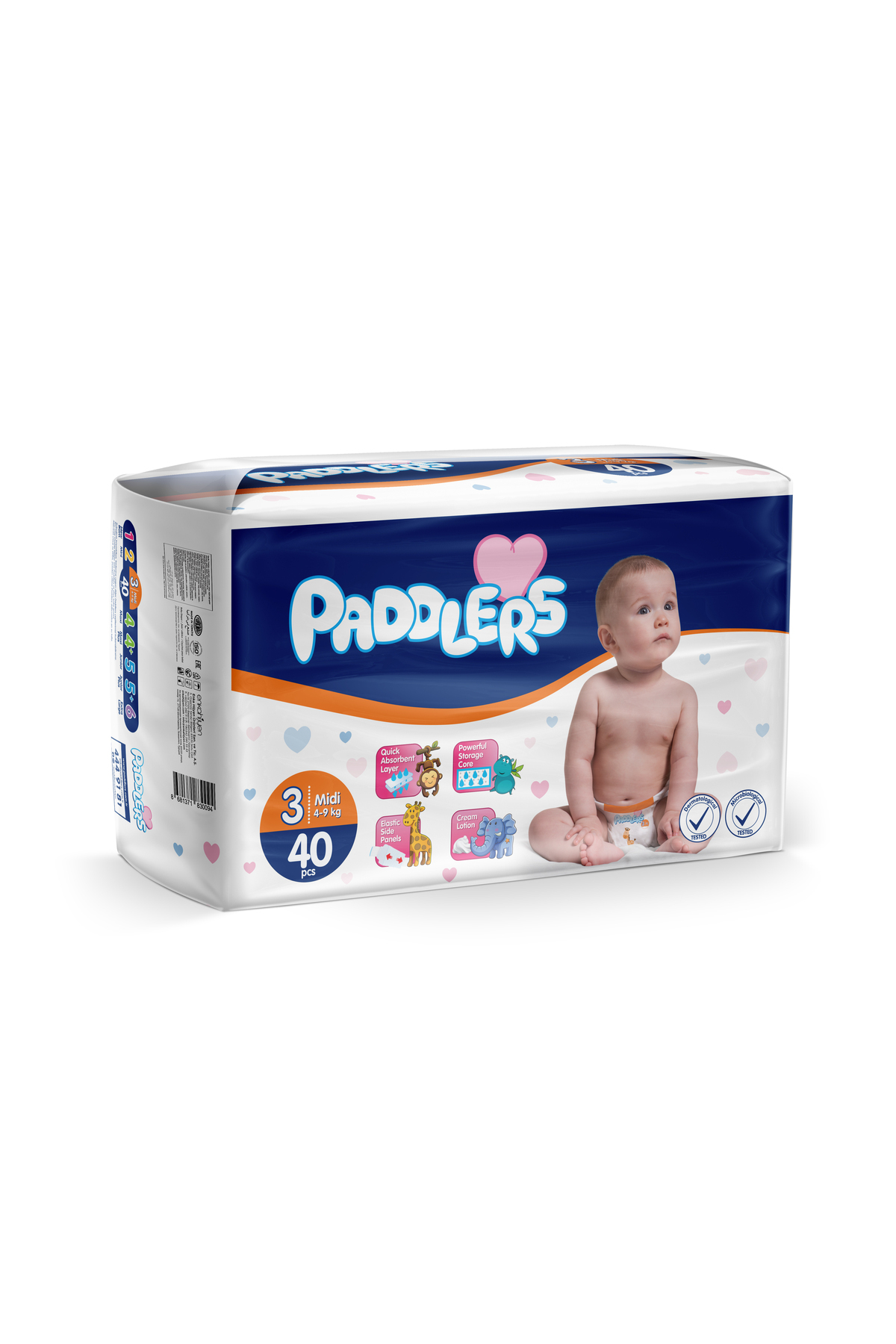 پوشک بچه سایز 3 میدی 40 عددی 4 9 کیلوگرم بسته اکو اورجینال Paddlers