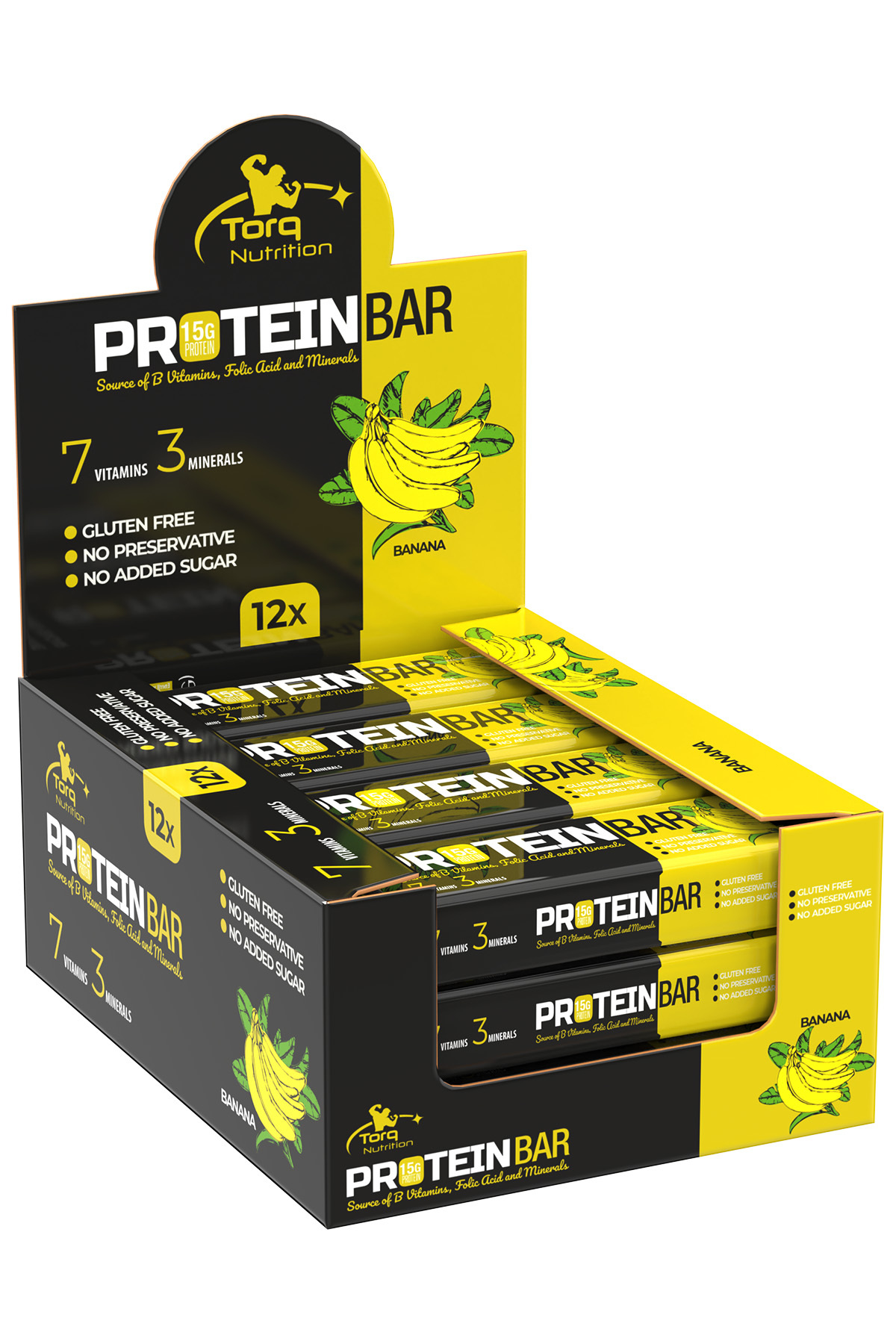 پروتئین بار نوار موز 50 گرم X 12 قطعه اورجینال Torq Nutrition