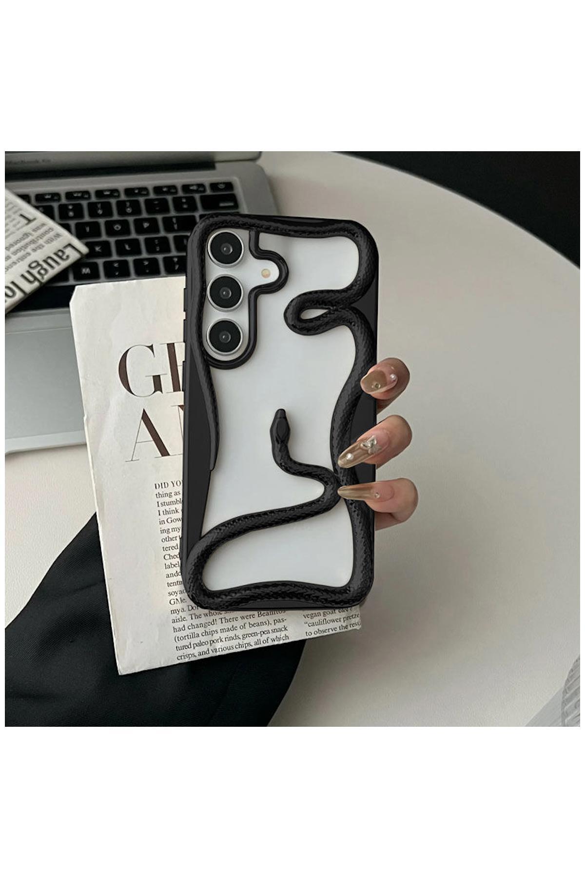 کاور و قاب SAMSUNG GALAXY A55 سازگار ZEBANA 3D SNAKE CASE سیلیکونی مشکی اورجینال Zebana