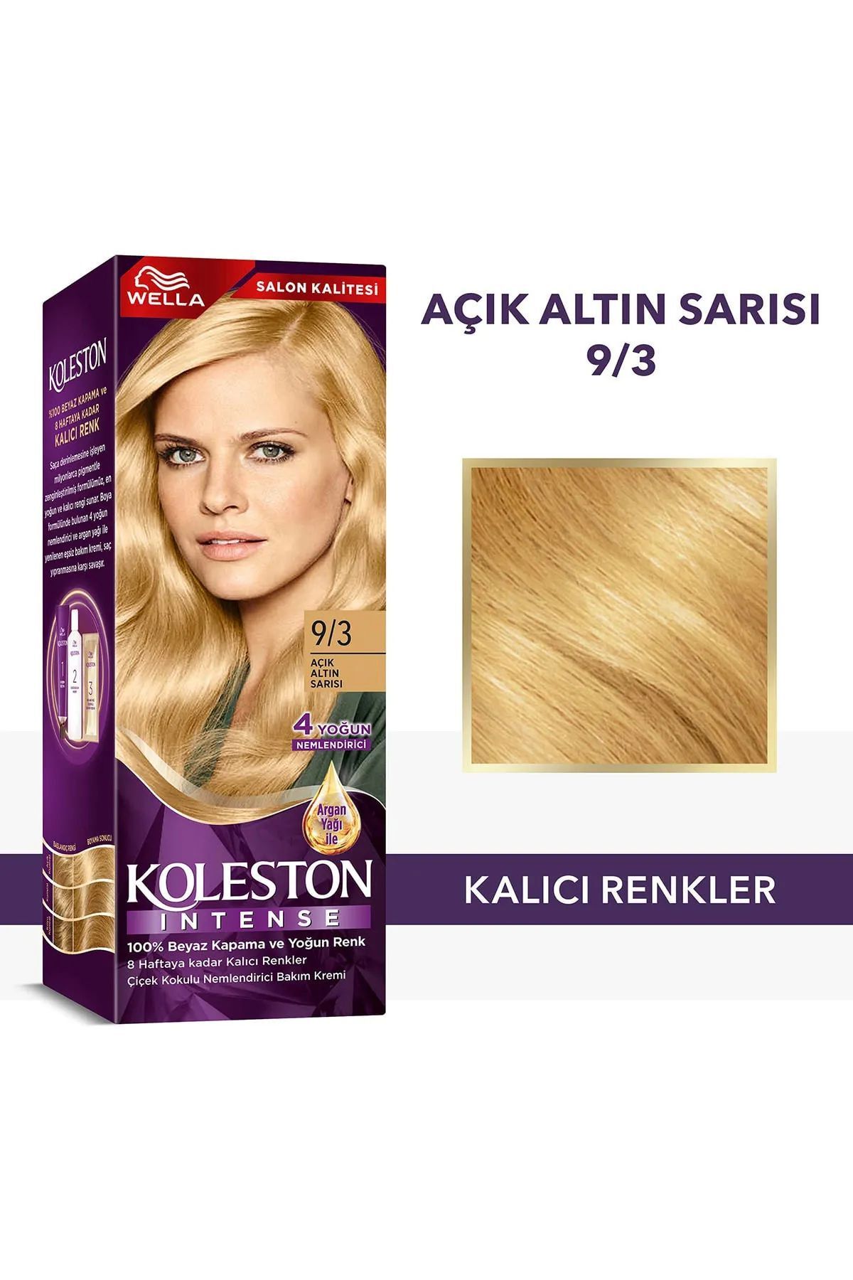 رنگ موی Koleston Intense 9/3 با رنگ طلایی روشن برای مراقبت از مو ولا Wella