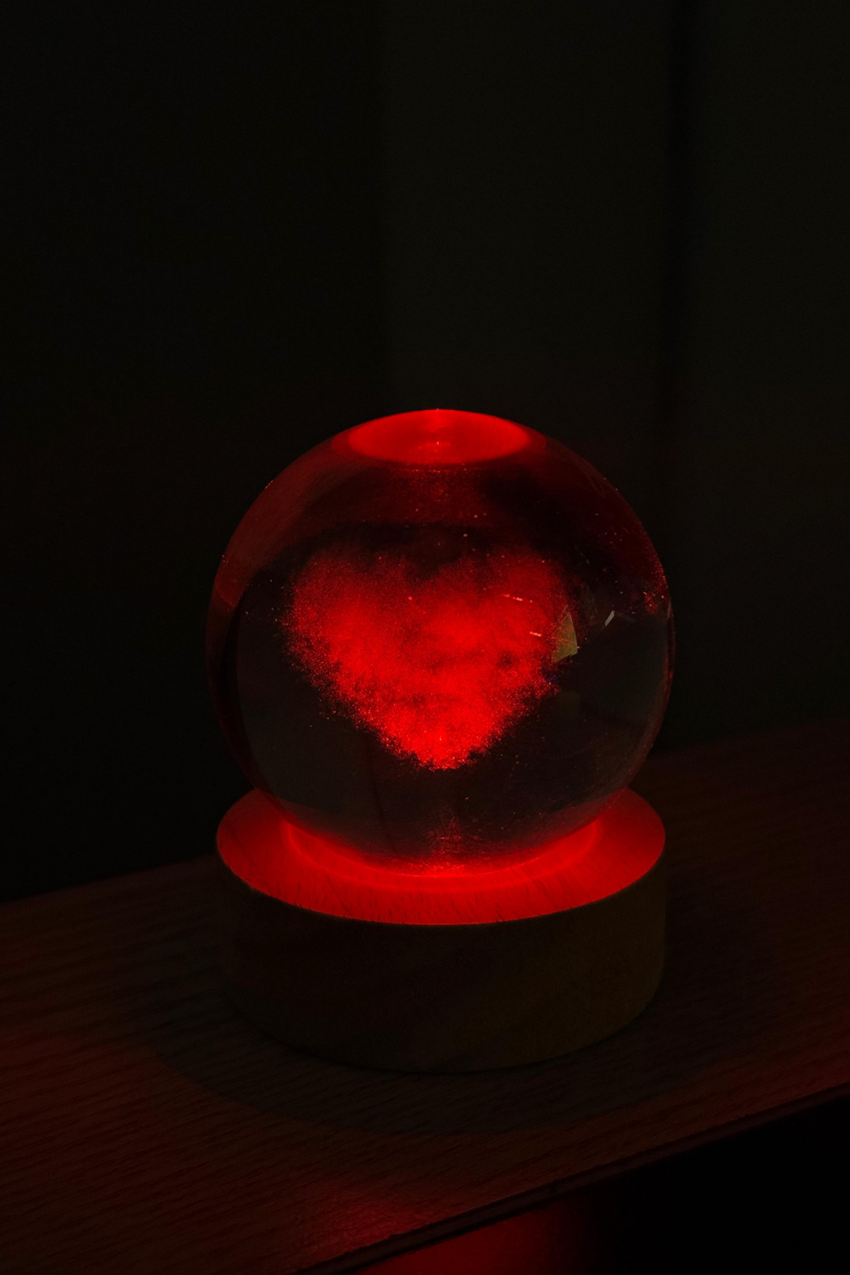 گوی برفی تغییر رنگ RGB LED چراغ‌دار HEART GLASS SNOW GLOBE CRYSTAL PLANET SPHERE هدیه برای عاشق از ترکیه Aşkın İncisi