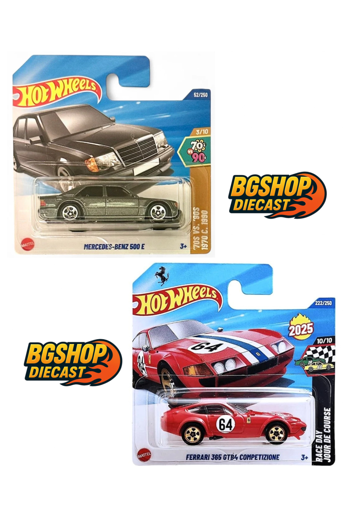 ماشین اسباب بازی فراری 365 GTB4 COMPETIZIONE مرسدس بنز 500E از ترکیه HOT WHEELS