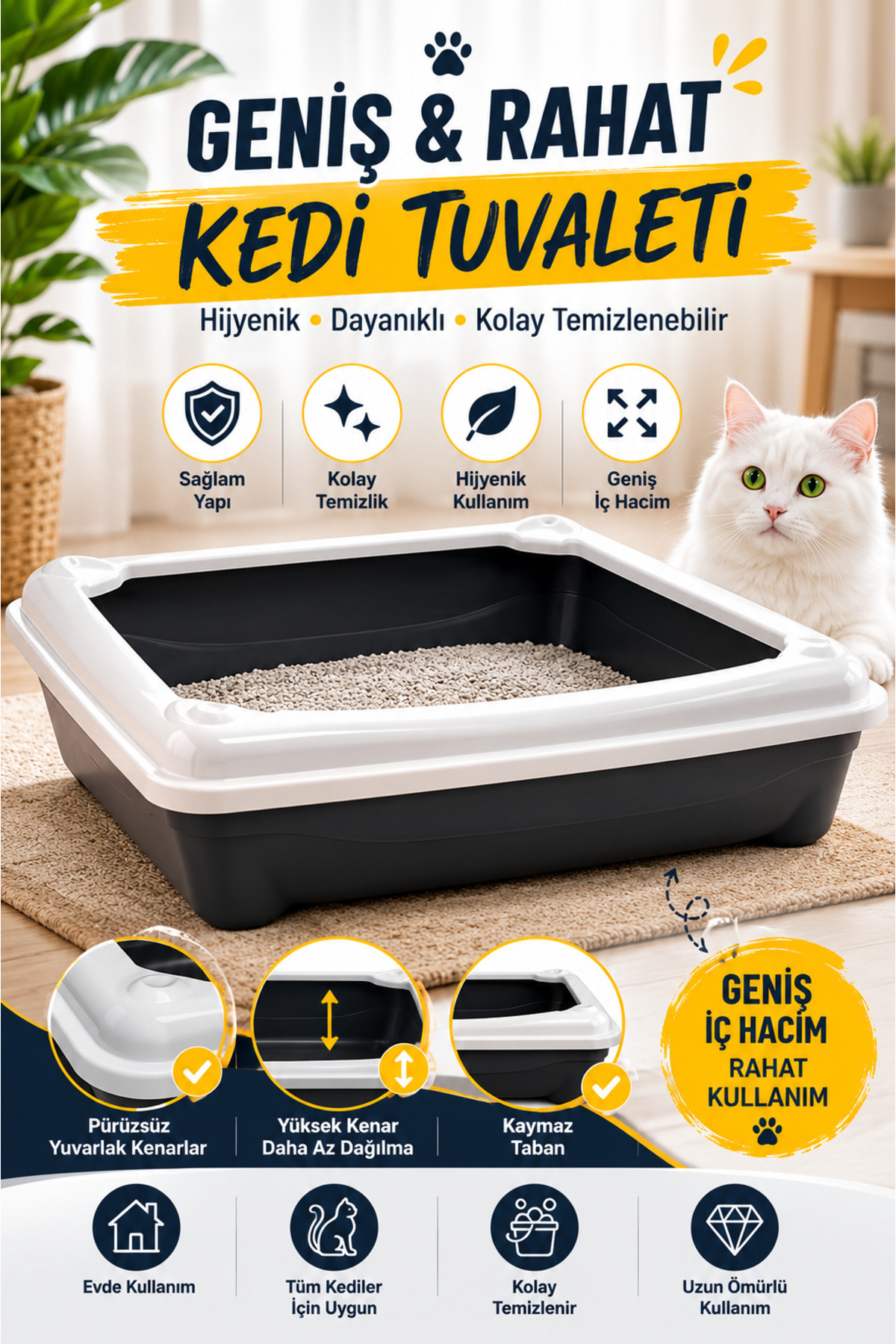 توالت روباز گربه ییلدیزهانه Yıldızhane Eco Kitty Açık Wc همراه بیلچه، خاکستری