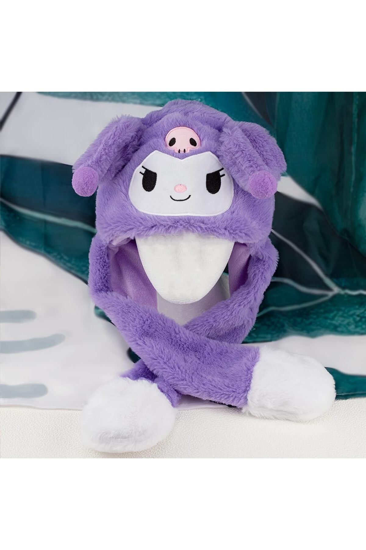 اسباب بازی های پشمی SANRIO KUROMI CINNAMOROLL کلاه ملودی من متحرک گوش مخملی با حالت روشن MJ TOYS