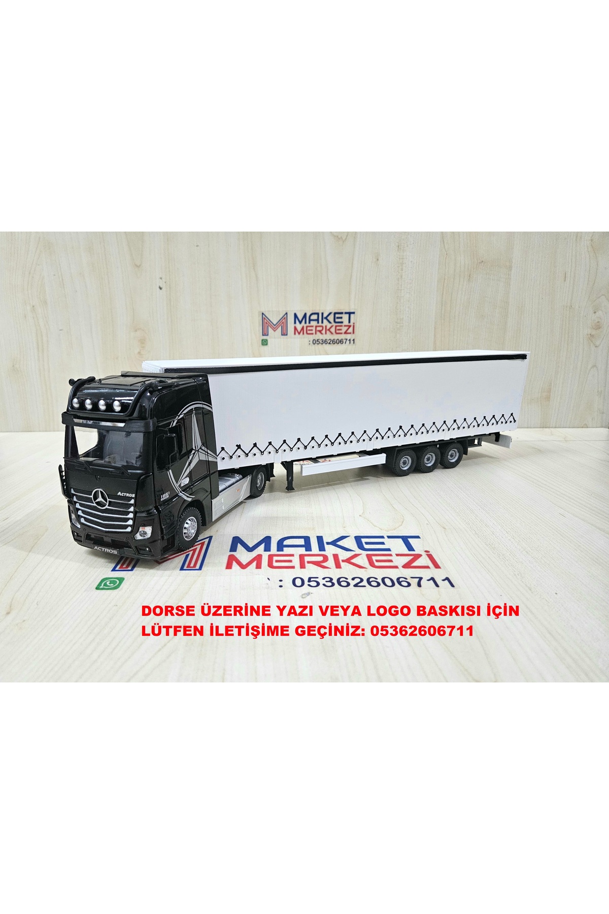 مدل خودرو نیم متر طول 1 36 MERCEDES ACTROS TILT TRUCK MODEL نام نوشته شده مشکی اورجینال Maket