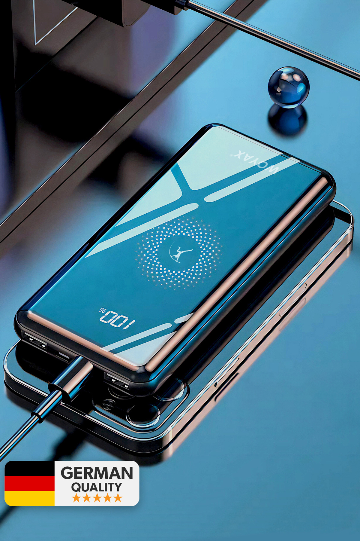پاوربانک شارژر باتری قابل حمل 10000 ماه بی سیم سریع DEJI WIRELESS با نشانگر دیجیتال اورجینال Woyax