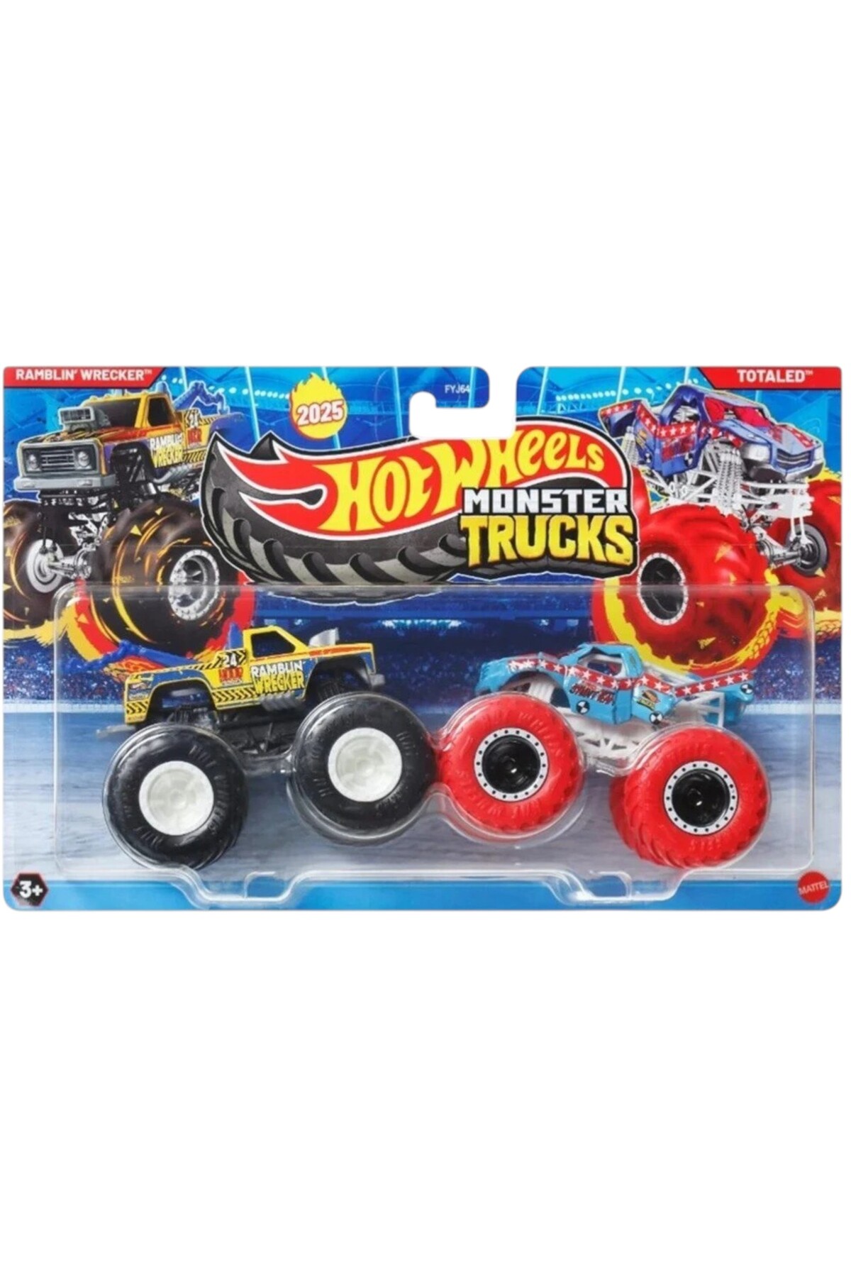 ماشین اسباب بازی RAMBLIN 'WRECKER MONSTER TRUCKS DEMOLITION DOUBLE هات ویلز اورجینال HOT WHEELS