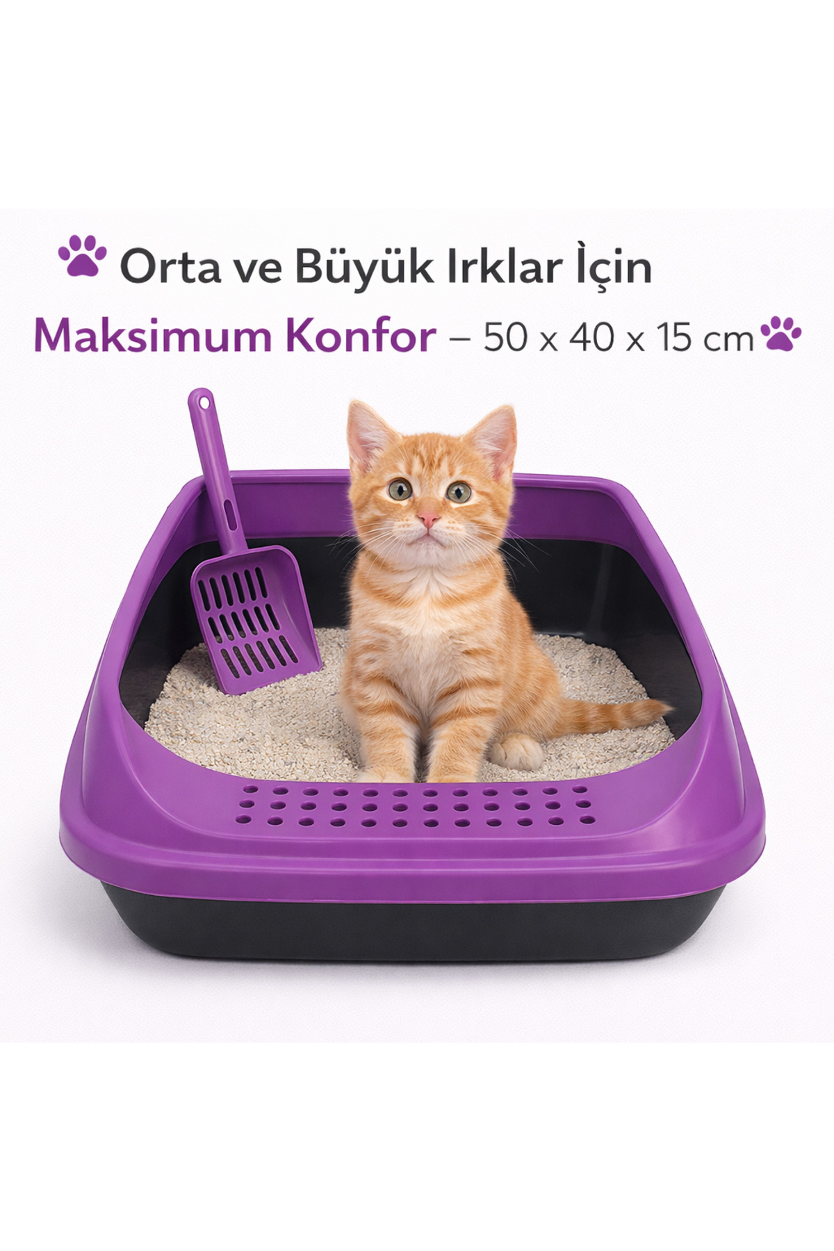 توالت روباز گربه همراه بیلچه، مدل IKX-KT-RED01 بنفش