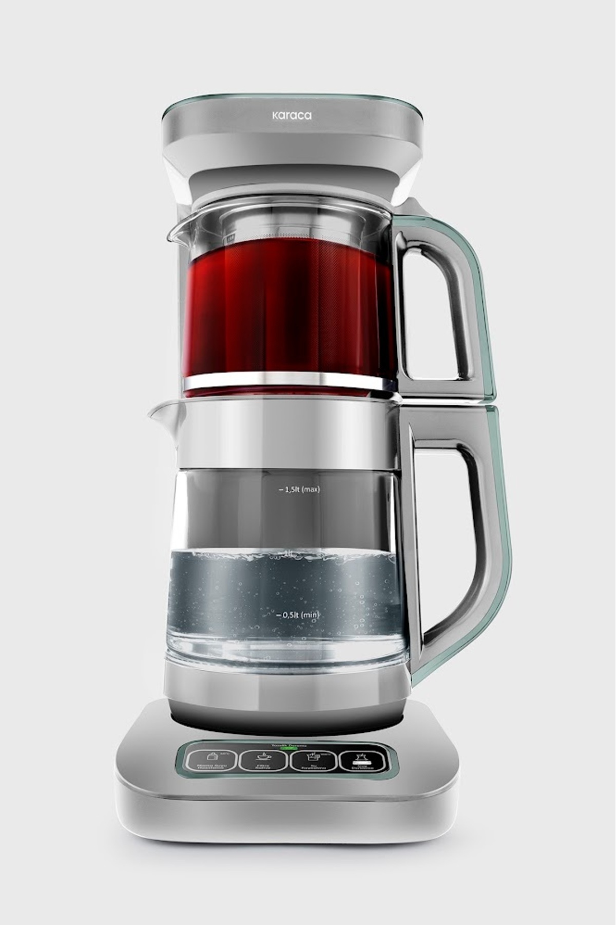 چای ساز چای‌سواری چای‌زور ROBOTEA PRO 4 IN 1 TALKING GLASS TEA GREEN SOFT اورجینال Karaca