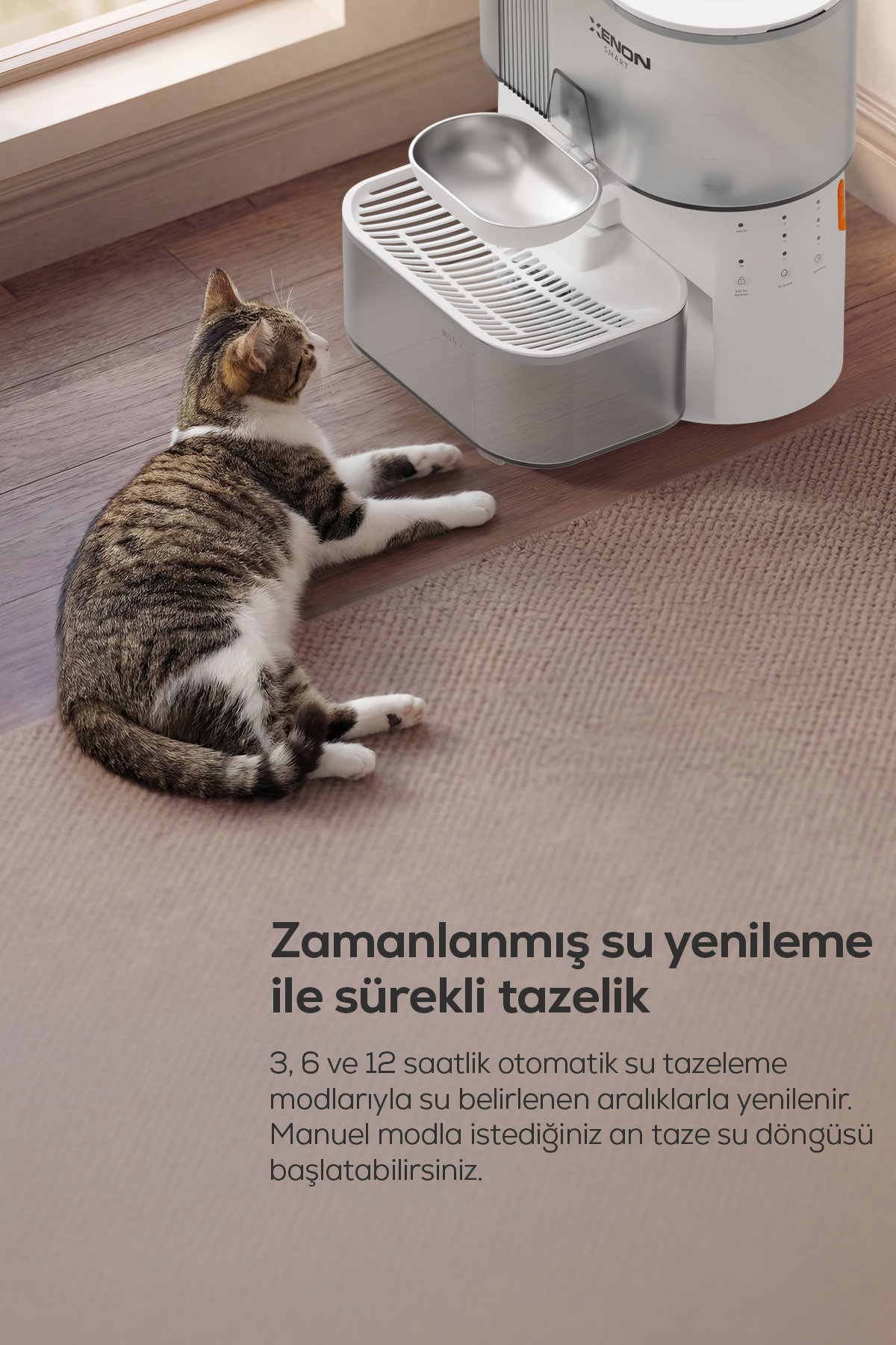 ست ظرف غذای خودکار گربه و آب‌نمای زنون اسمارت Xenon Smart؛ ظرف غذا ۳ لیتری، ۲ تکه