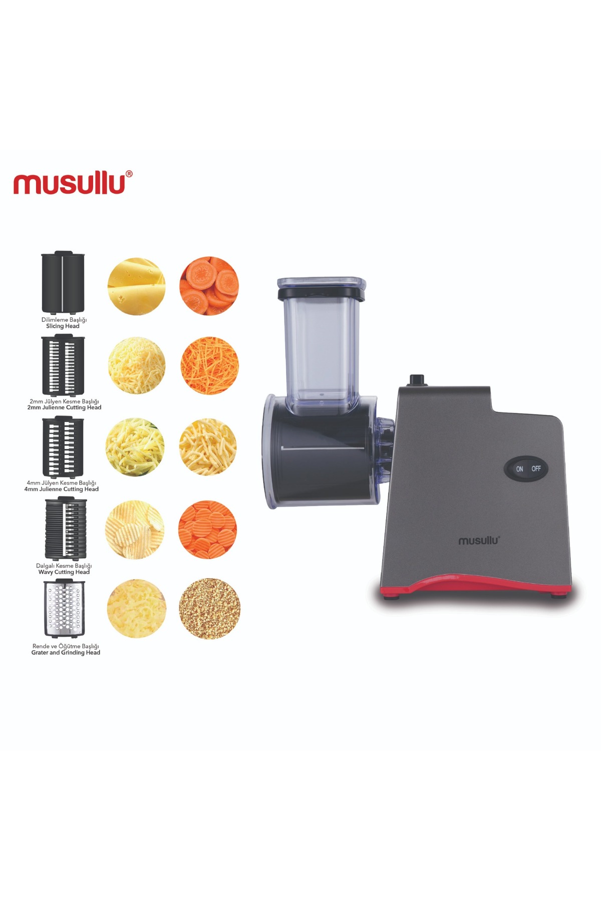 خردکن و غذا ساز دستگاه رنده 5 در 1 MSL 4002 اورجینال Musullu