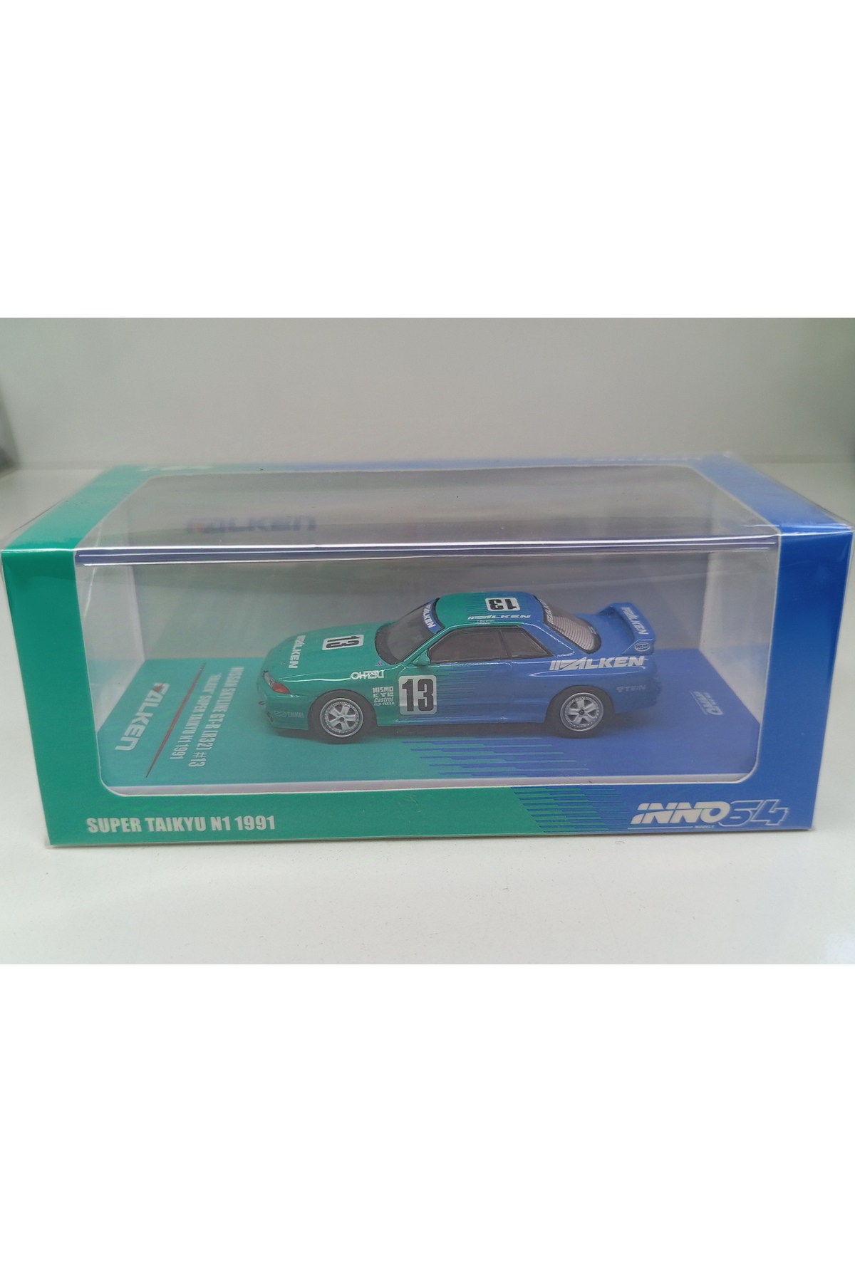 مدل خودرو جعبه DIANOMI INNO 64 SUPER TAIKYU N1 1991 NISSAN SKYLINE GT R 32 PEOPLE طول 8 سانتی متر اورجینال Inno