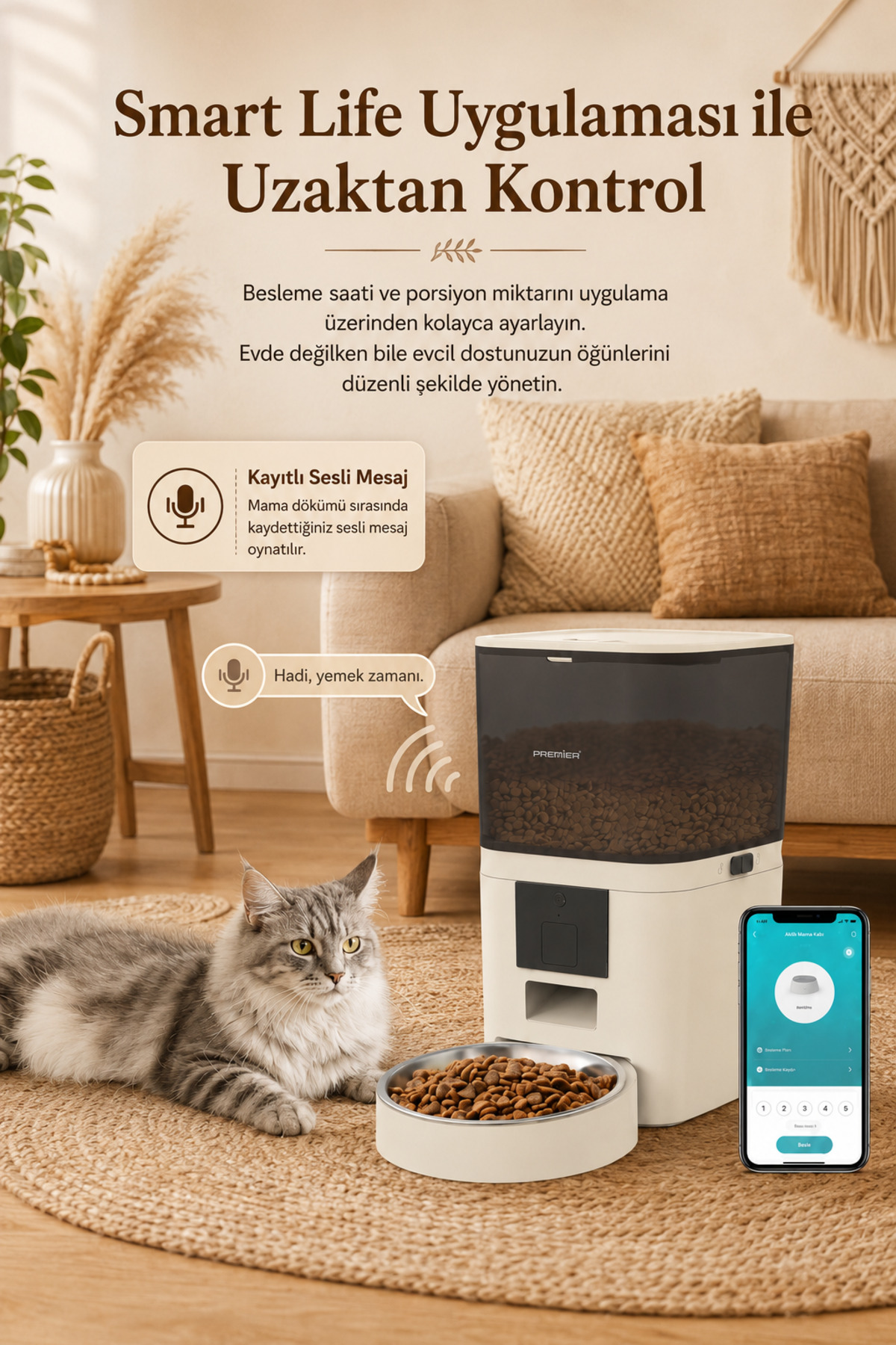 ظرف غذادهی خودکار هوشمند پریمیر Premier Petmate Smart، ۶ لیتری، مدل PPF 1003، کرم
