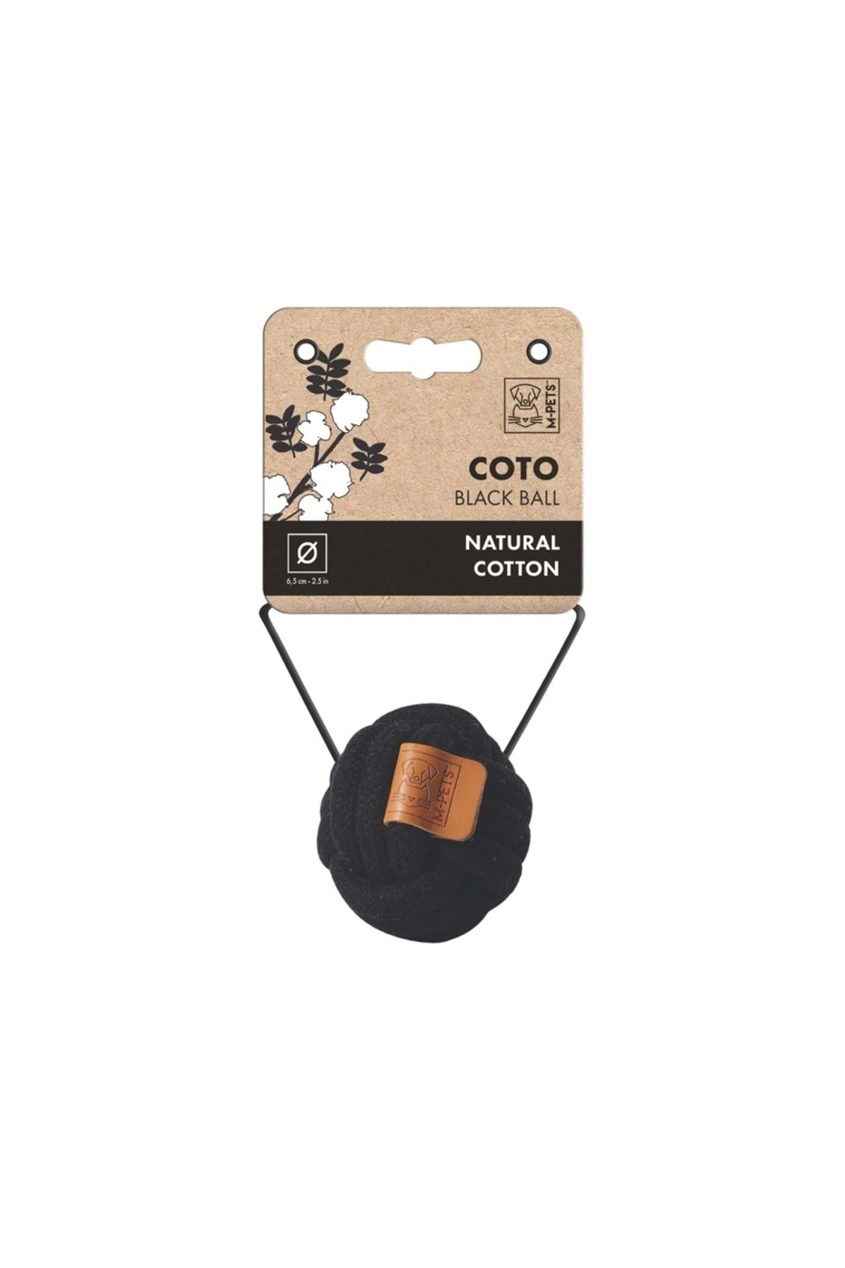 توپ اسباب‌بازی بافتنی سگ ام‌پتس M-PETS مدل COTO BLACK BALL، مشکی، ۶٫۵ سانتی‌متر