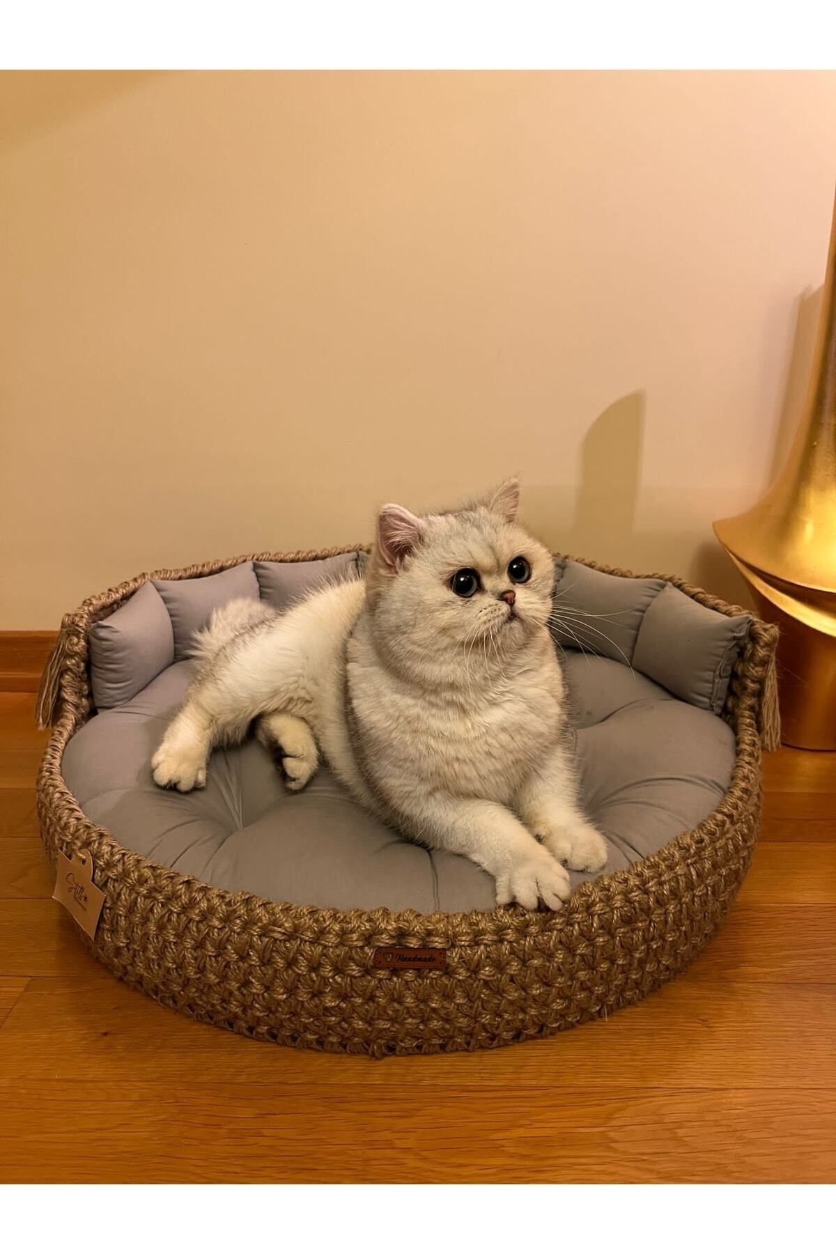 تخت حصیری گربه و سگ استیل پت اکسسوار Still Pet Aksesuar، خاکستری، سایز XL