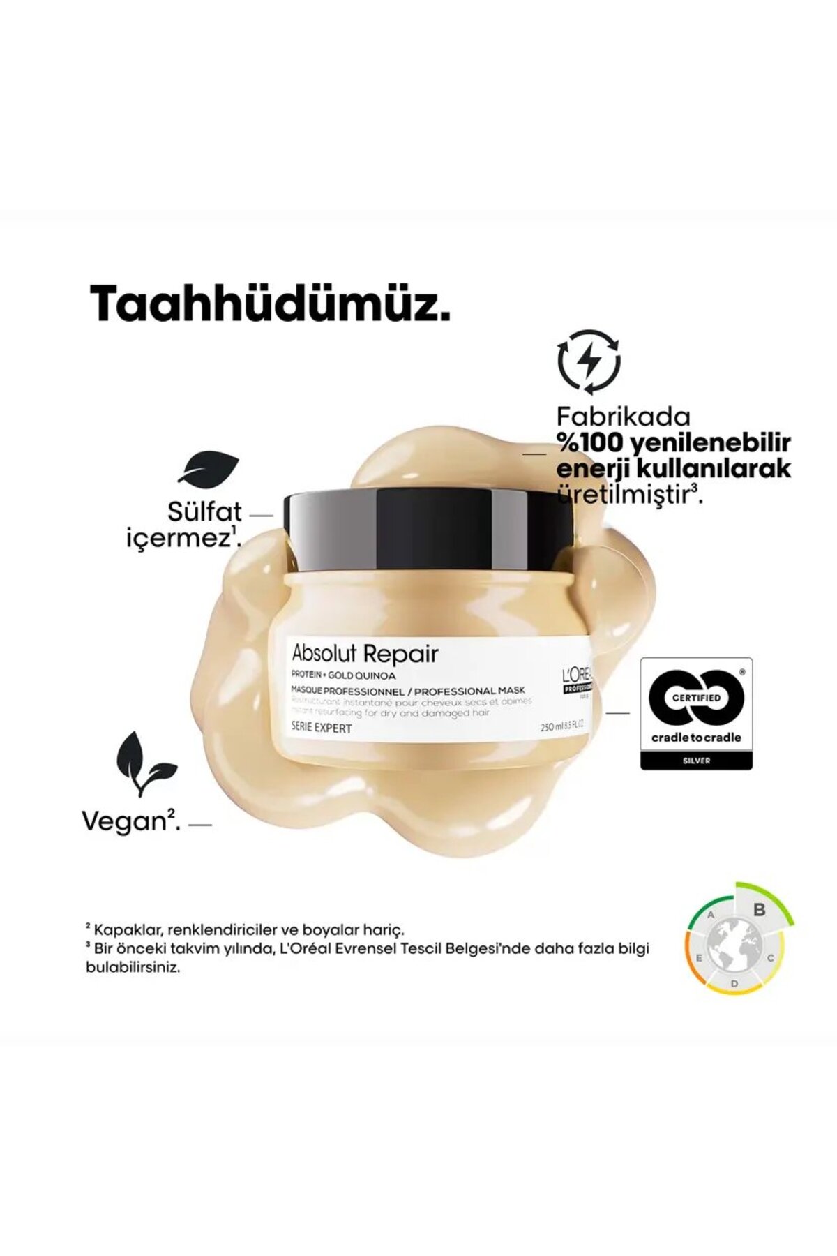 ماسک مو مردانه و زنانه ترمیم ABSOLUT طلا برای موهای خشک فرسوده 250 میل L'oreal Professionnel