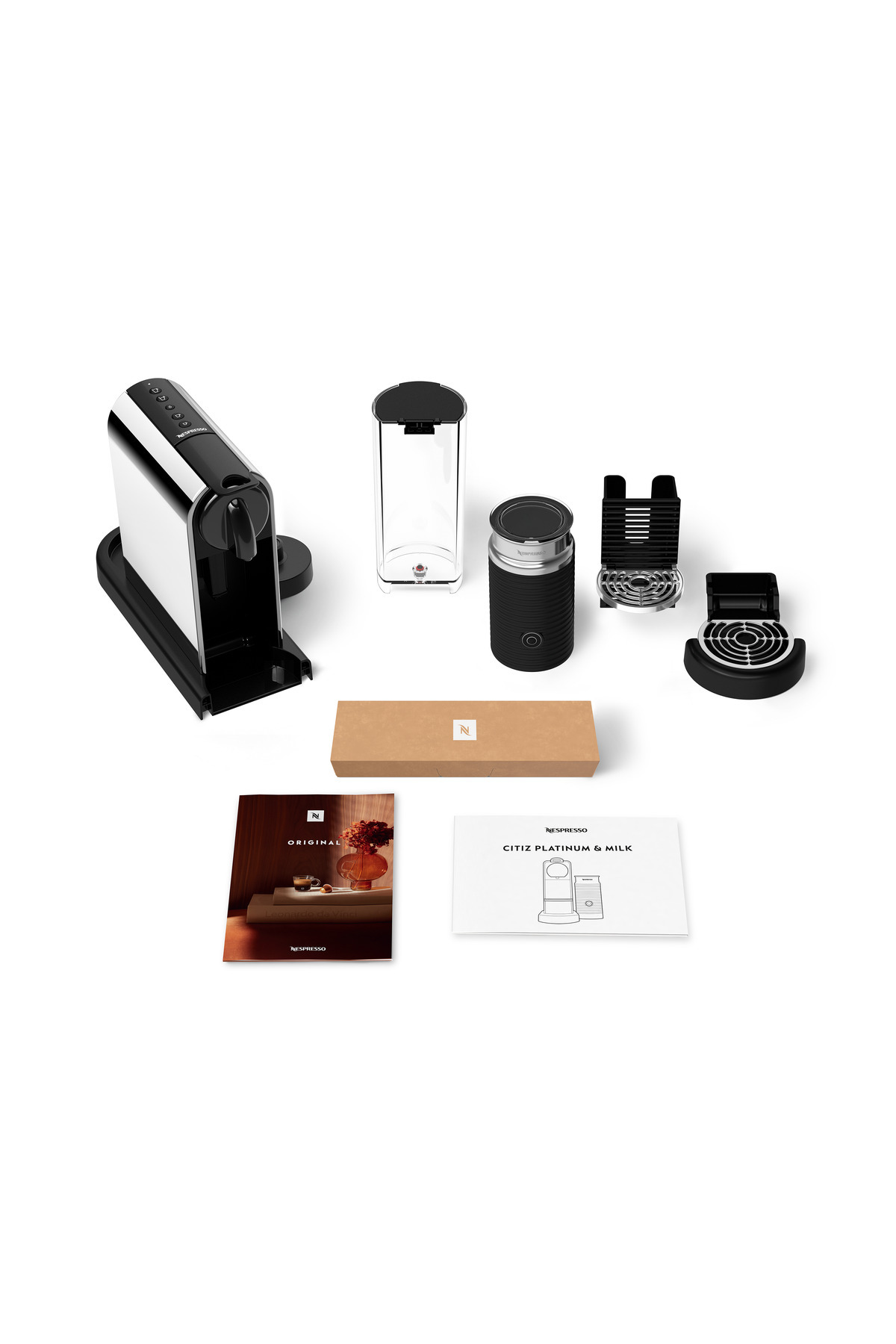 دستگاه اسپرسو و کاپوچینو قهوه ساز D145 CITIZ PLATINUM BUNDLE SPRESSO, TITAN + MILK FROTHER اورجینال Nespresso