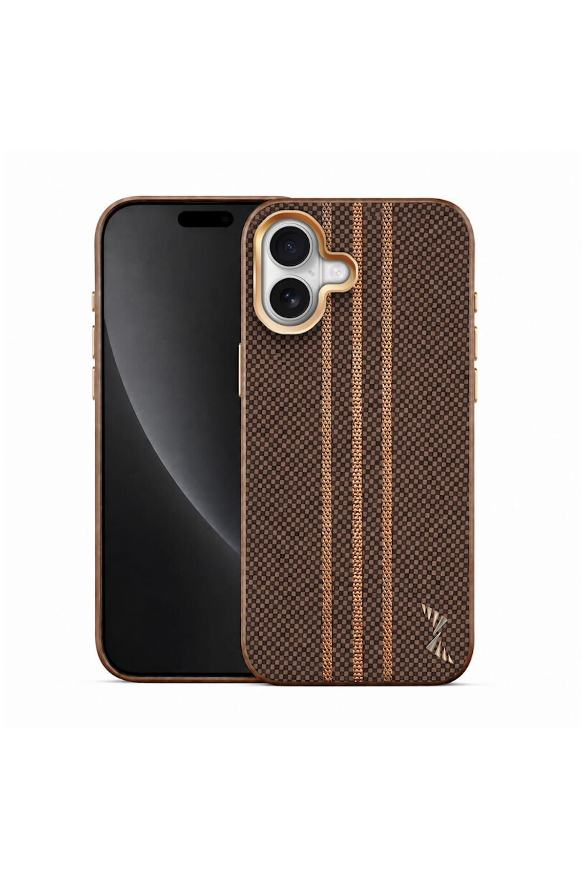 کاور و قاب سازگار با APPLE IPHONE 17 GOLDRIX FIBER CARBON M SAFE CASE قهوه ای اورجینال Zebana